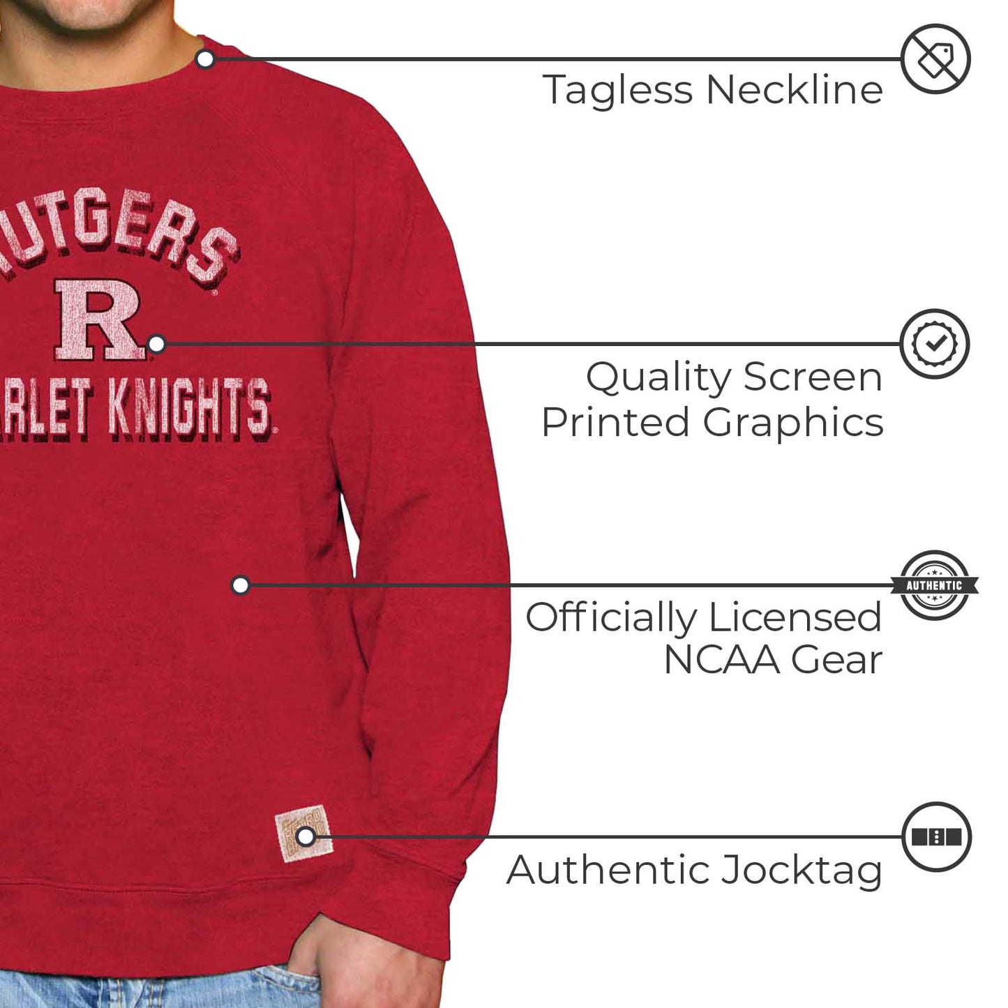 Rutgers Scarlet Knights Adult University Crewneck - Red