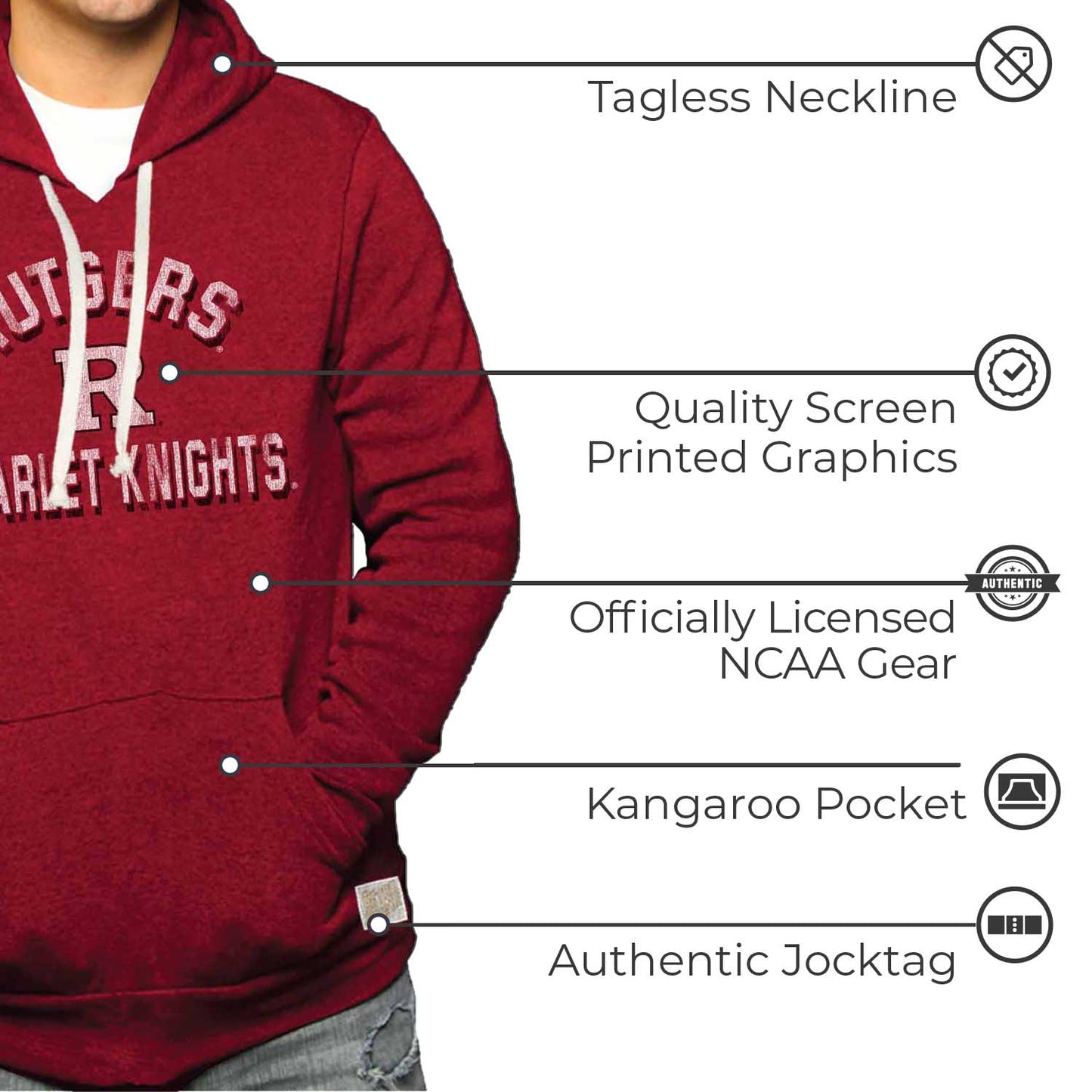 Rutgers Scarlet Knights Adult University Hoodie - Red