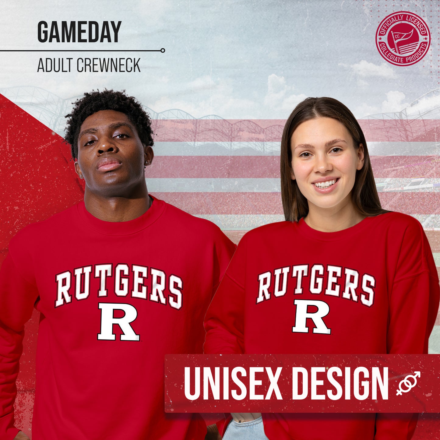 Rutgers Scarlet Knights Adult Arch & Logo Soft Style Gameday Crewneck Sweatshirt - Red