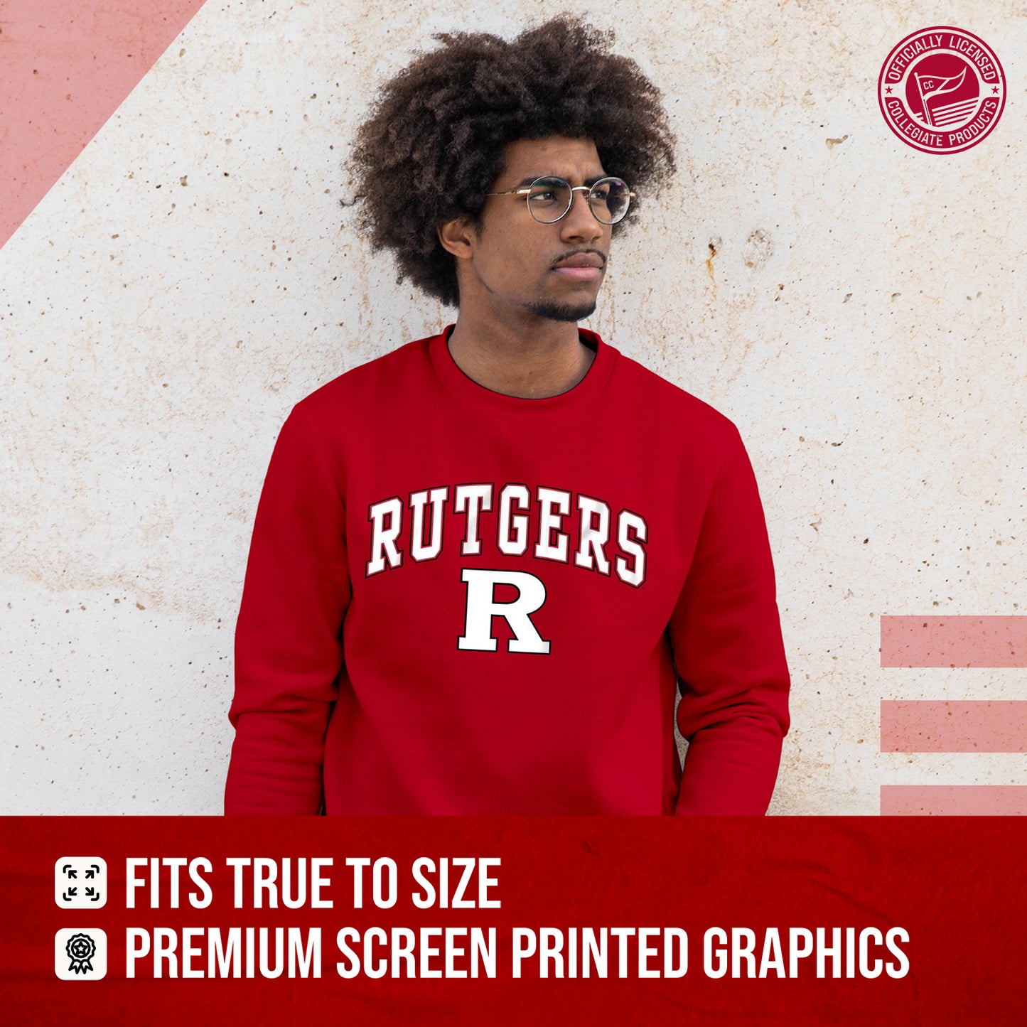 Rutgers Scarlet Knights Adult Arch & Logo Soft Style Gameday Crewneck Sweatshirt - Red