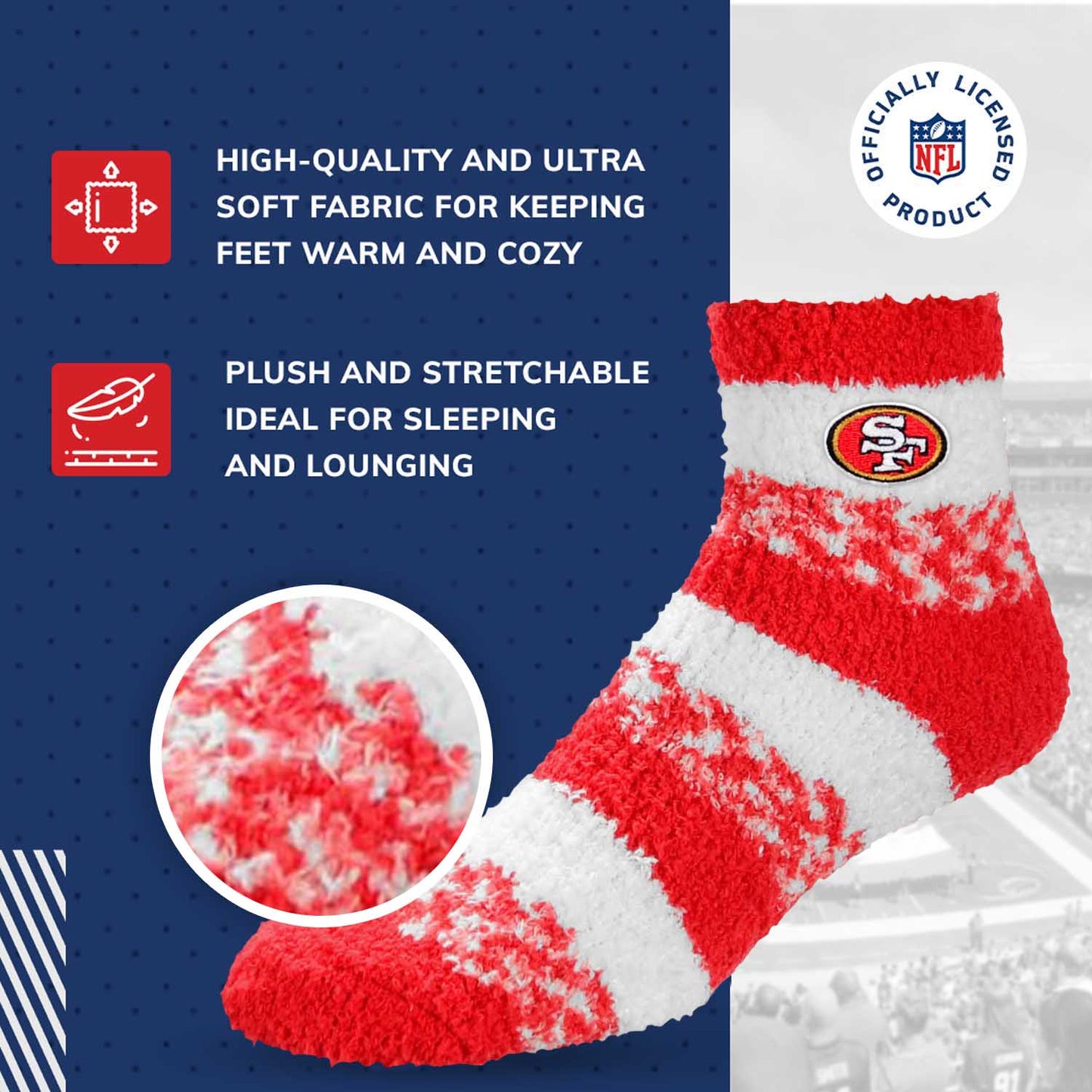 San Francisco 49ers NFL Cozy Soft Slipper Socks - Red