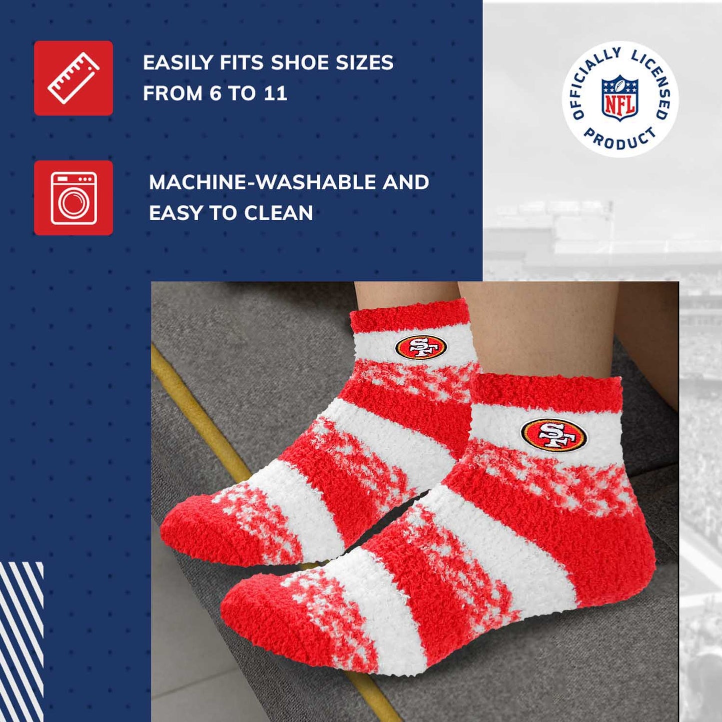 San Francisco 49ers NFL Cozy Soft Slipper Socks - Red