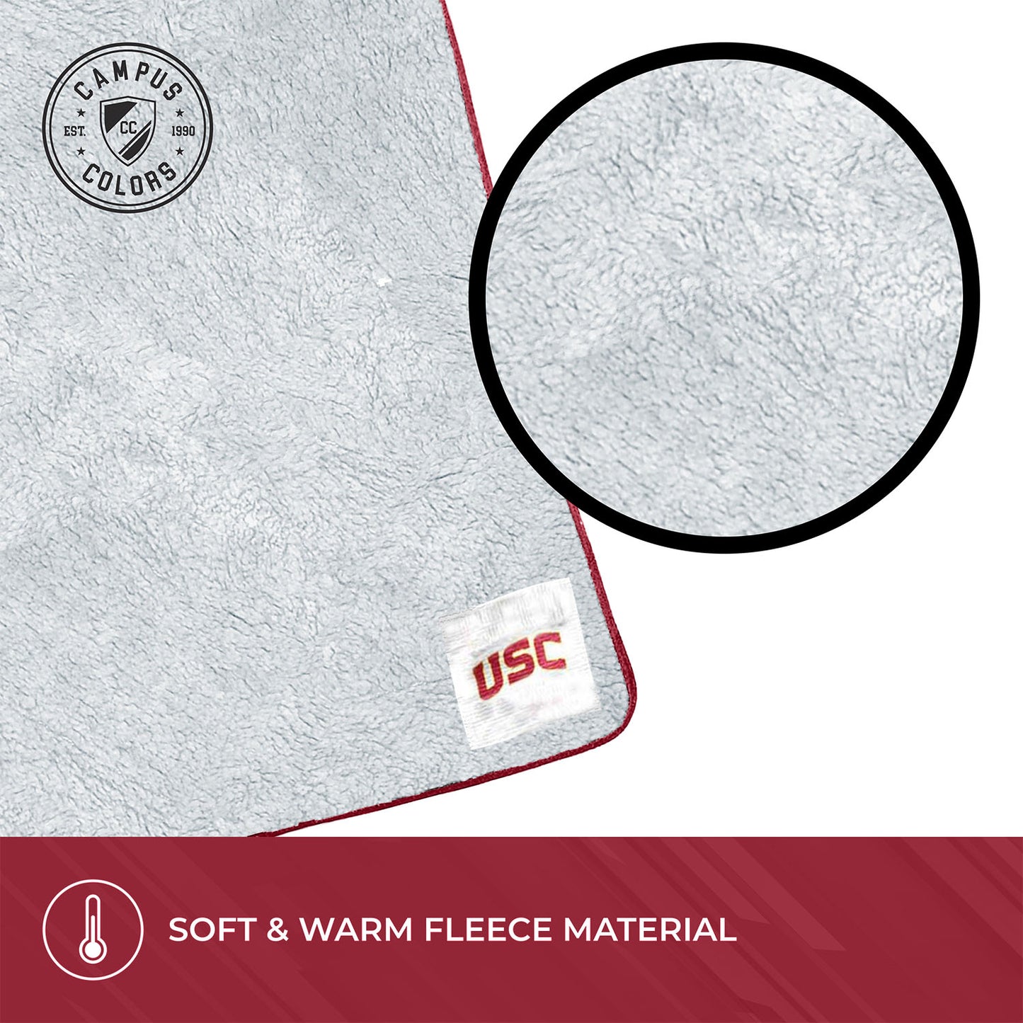 USC Trojans NCAA Silk Sherpa College Throw Blanket - Crimson