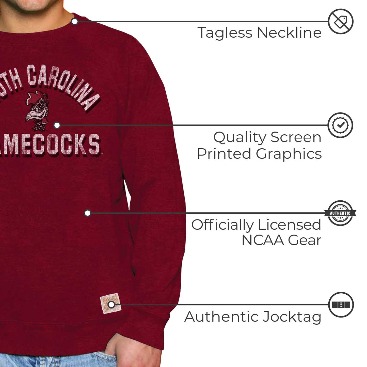 South Carolina Gamecocks Adult University Crewneck - Crimson