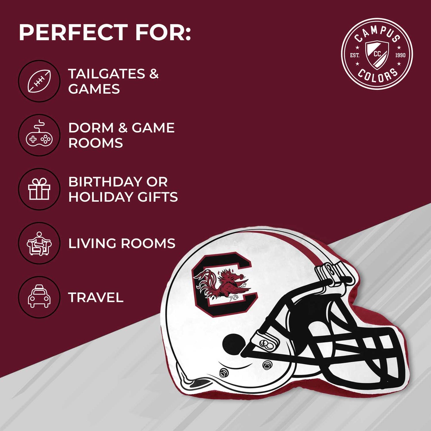 South Carolina Gamecocks NCAA Helmet Super Soft Football Pillow - White