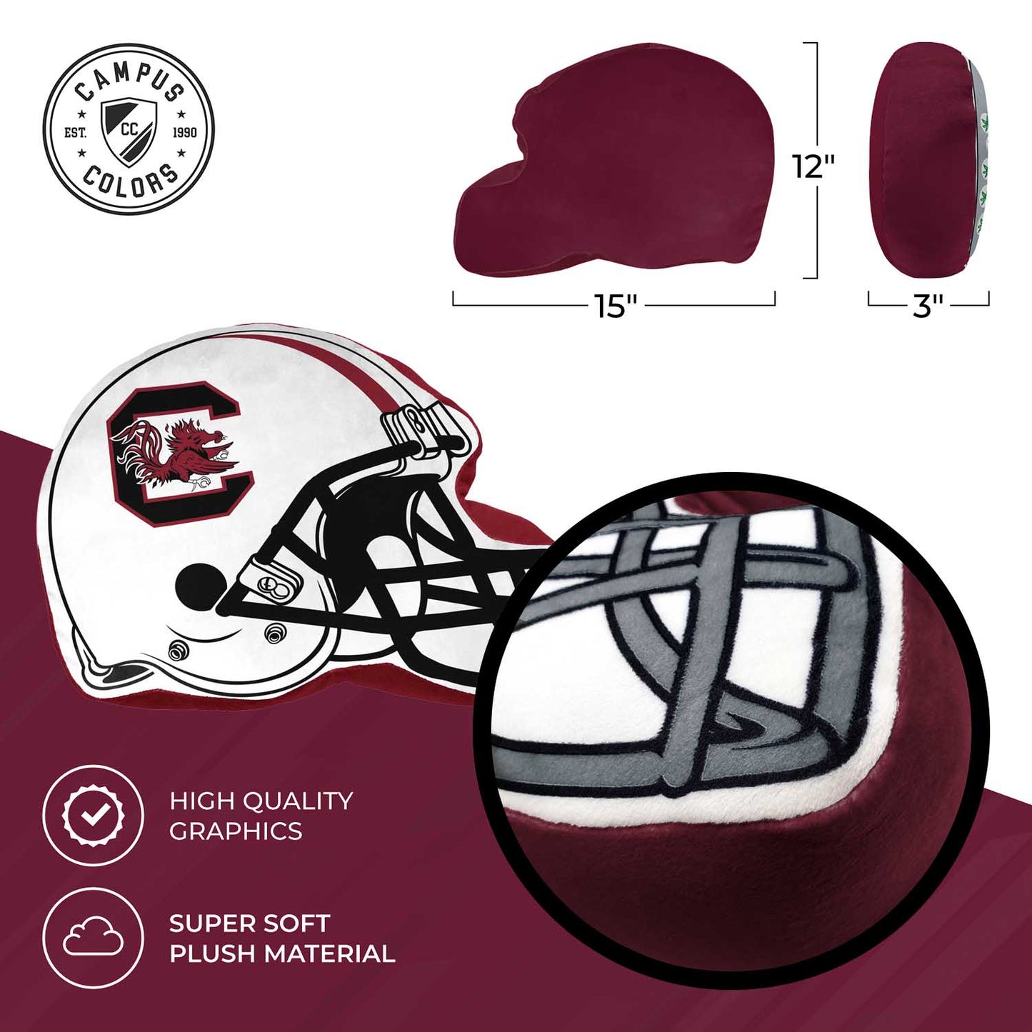 South Carolina Gamecocks NCAA Helmet Super Soft Football Pillow - White