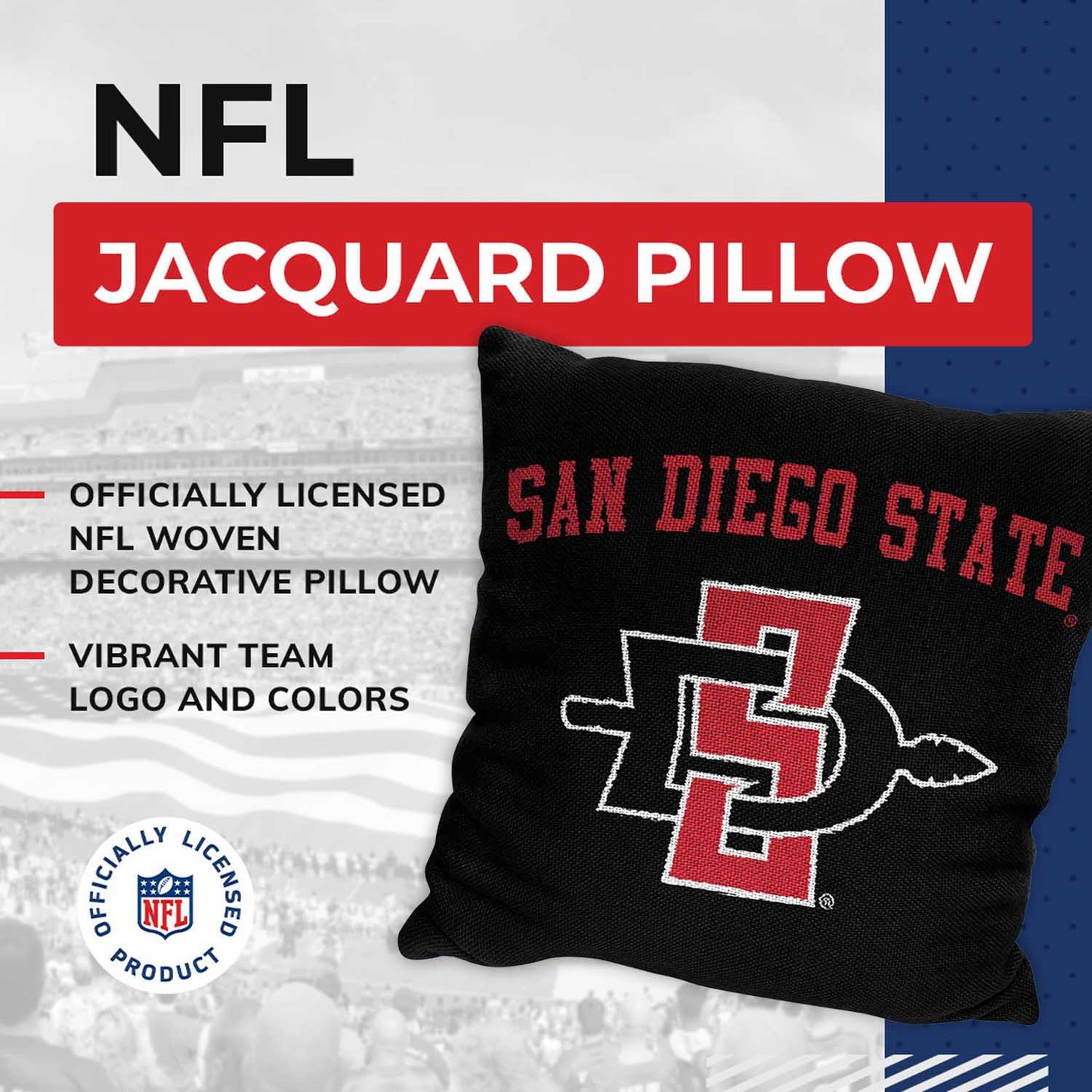 San Diego State Aztecs NCAA Decorative Pillow - Black