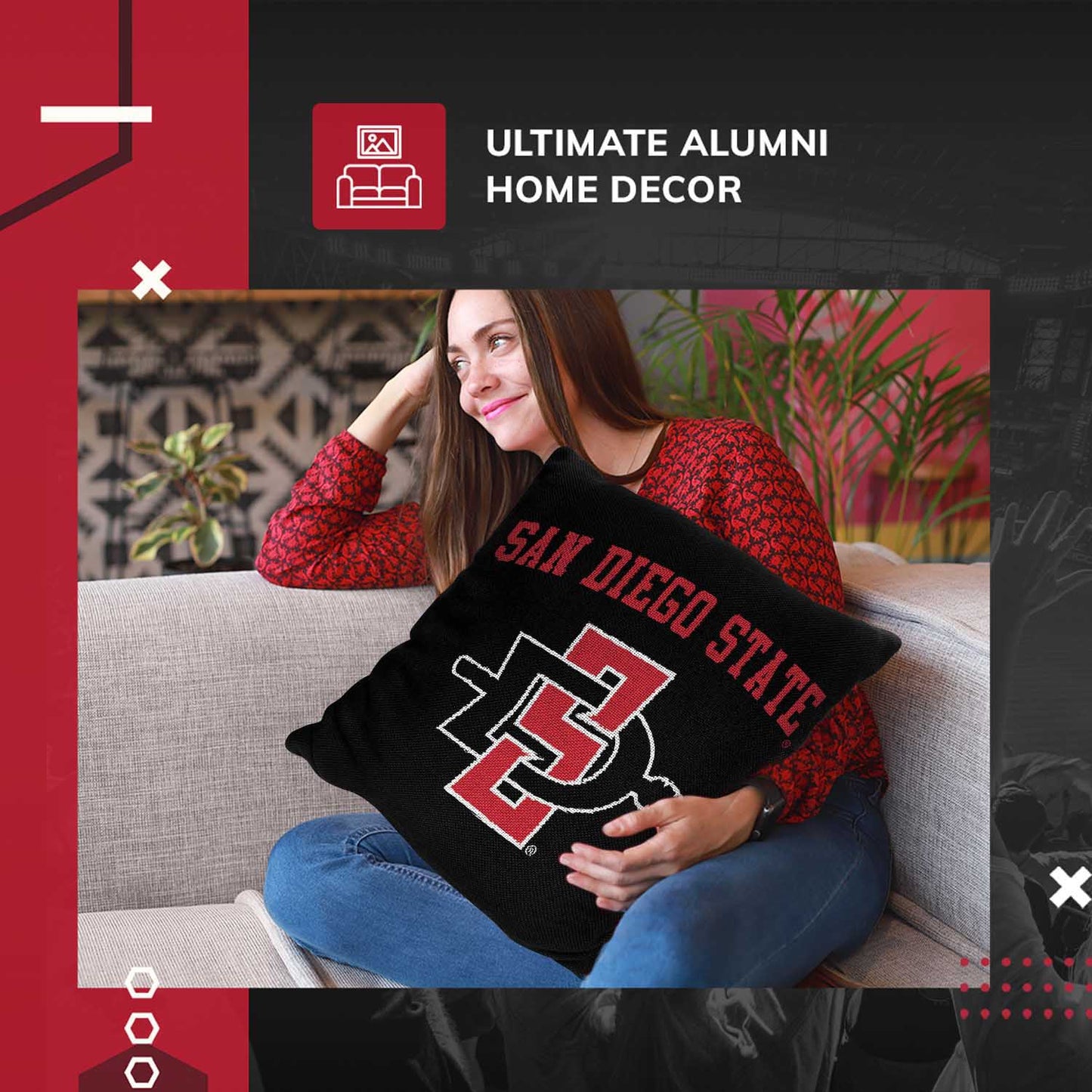 San Diego State Aztecs NCAA Decorative Pillow - Black