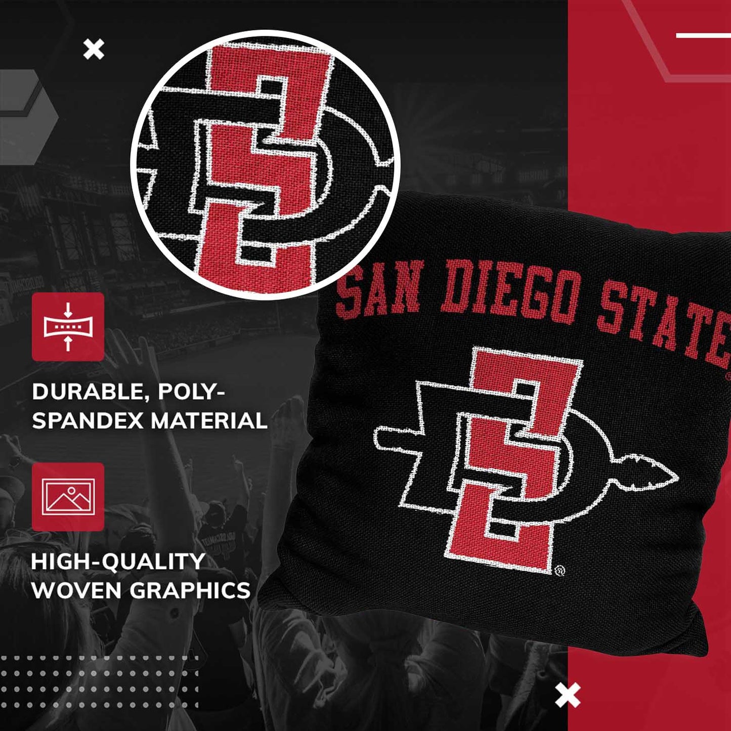 San Diego State Aztecs NCAA Decorative Pillow - Black