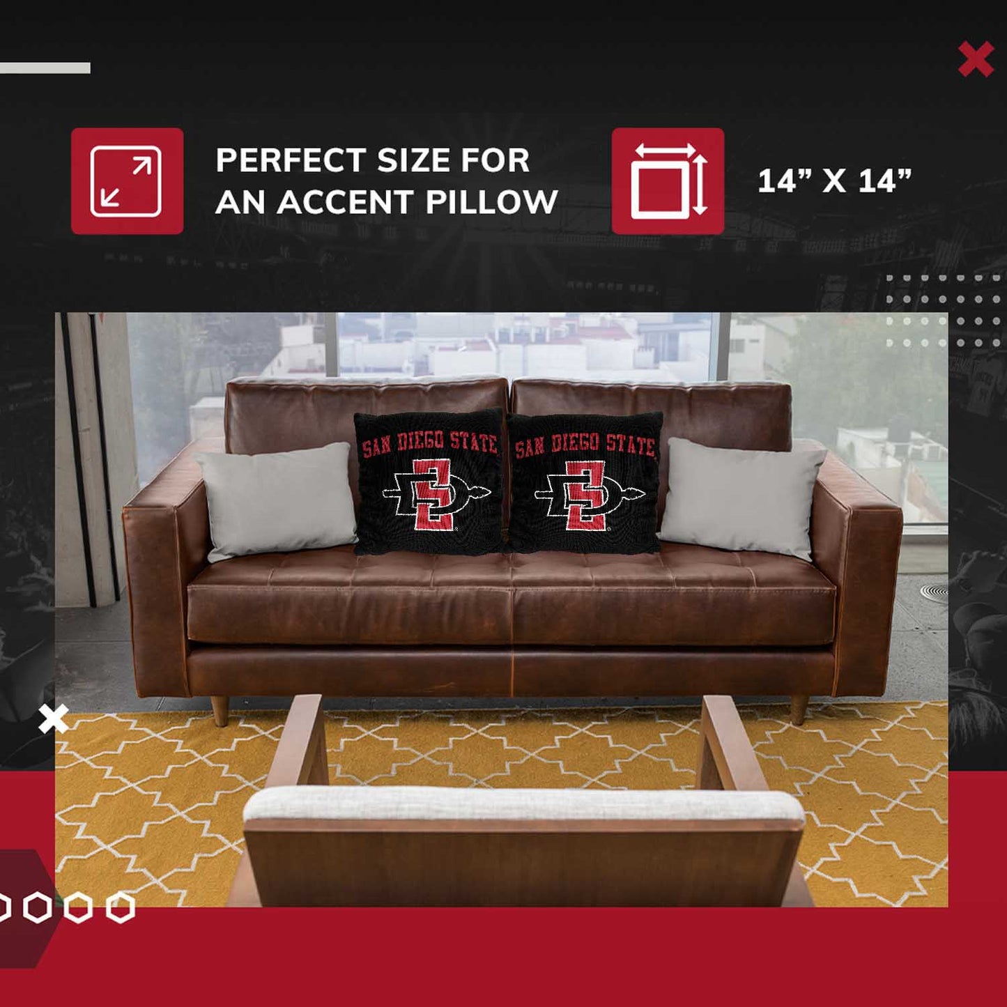 San Diego State Aztecs NCAA Decorative Pillow - Black