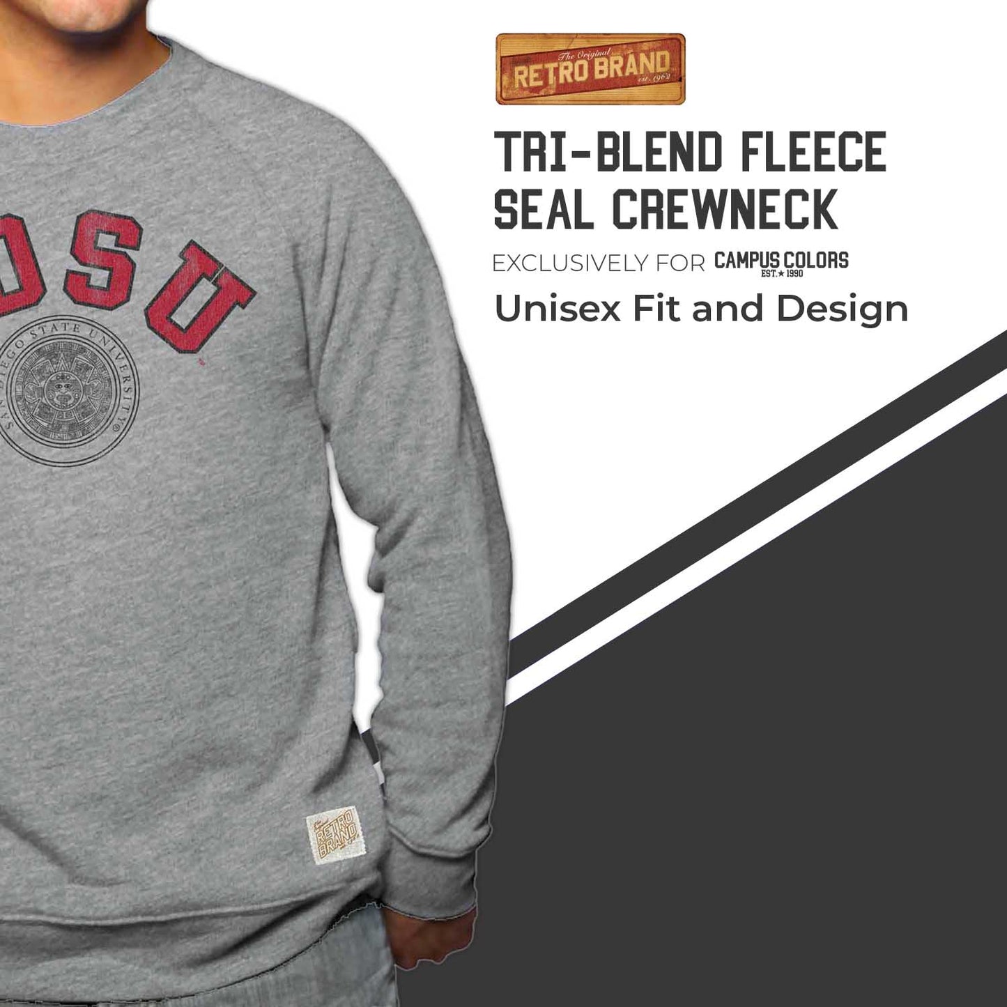 San Diego State Aztecs College Gray University Seal Crewneck Sweatshirt - Gray