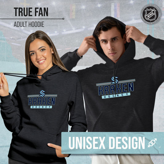 Seattle Kraken NHL Adult Heather Charcoal True Fan Hooded Sweatshirt Unisex - Charcoal