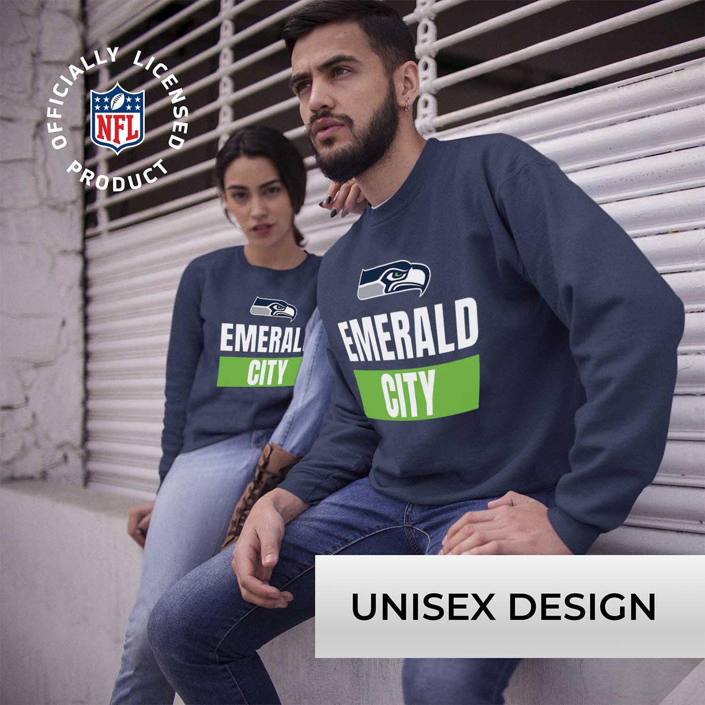 Seattle Seahawks NFL Adult Slogan Crewneck Sweatshirt - Navy
