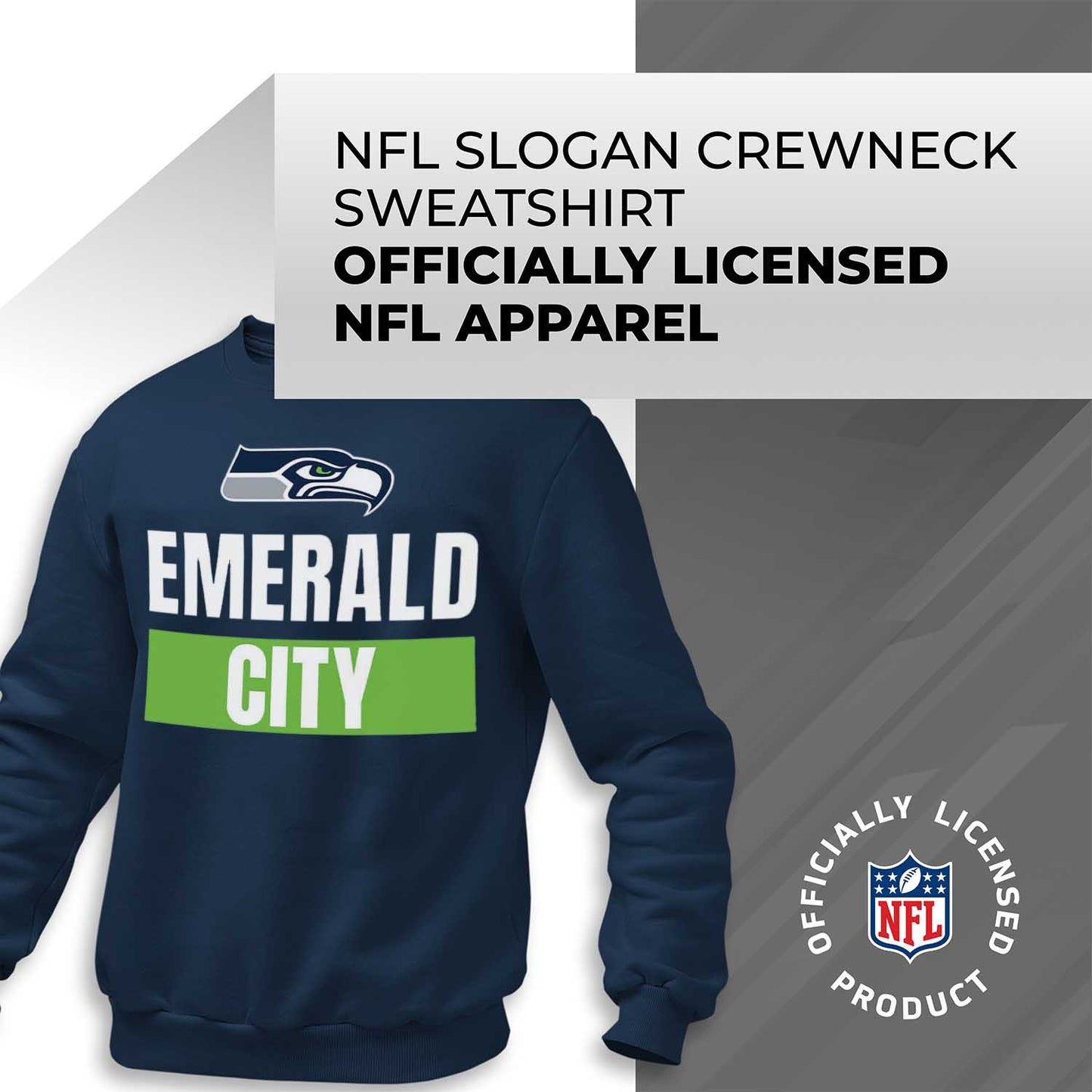 Seattle Seahawks NFL Adult Slogan Crewneck Sweatshirt - Navy