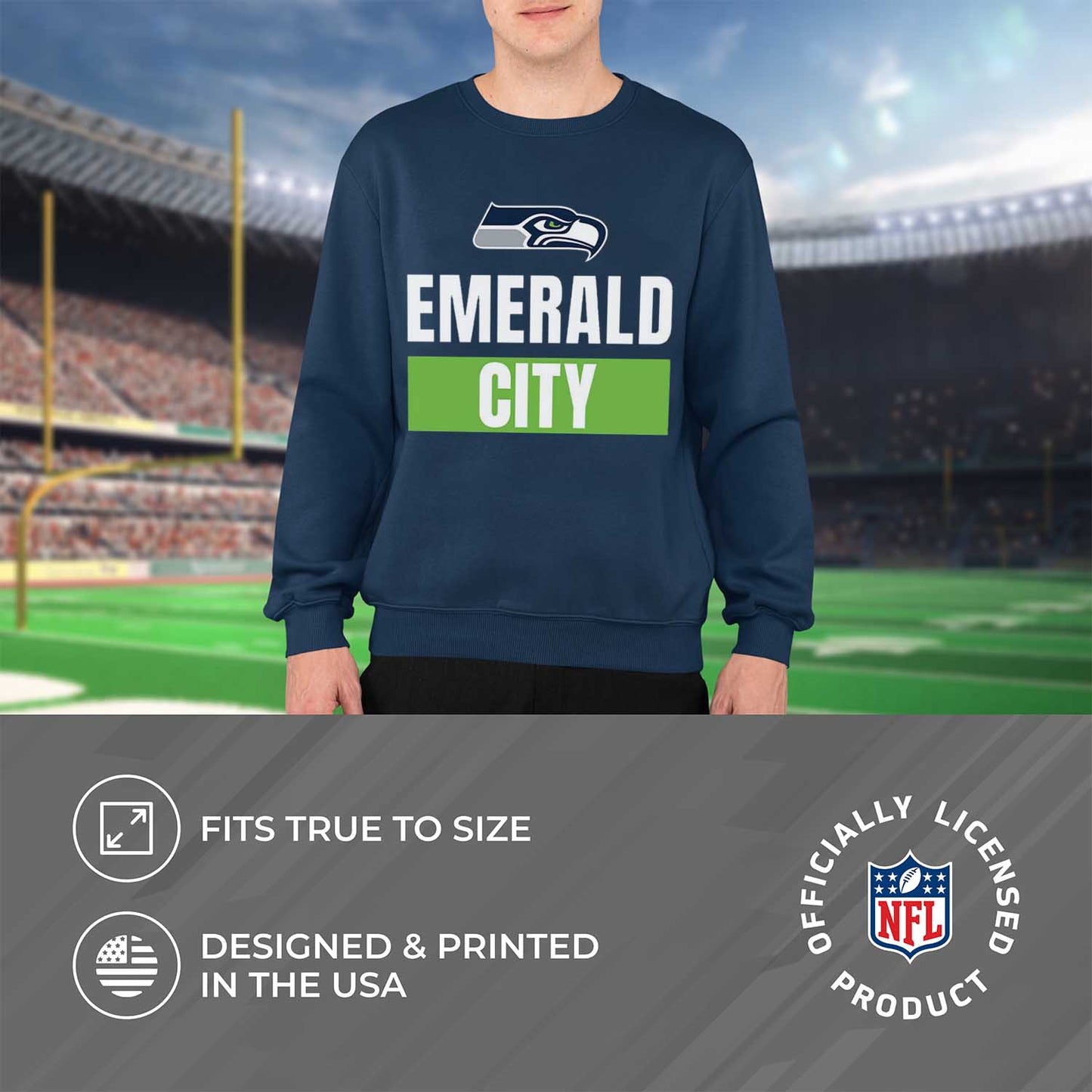 Seattle Seahawks NFL Adult Slogan Crewneck Sweatshirt - Navy