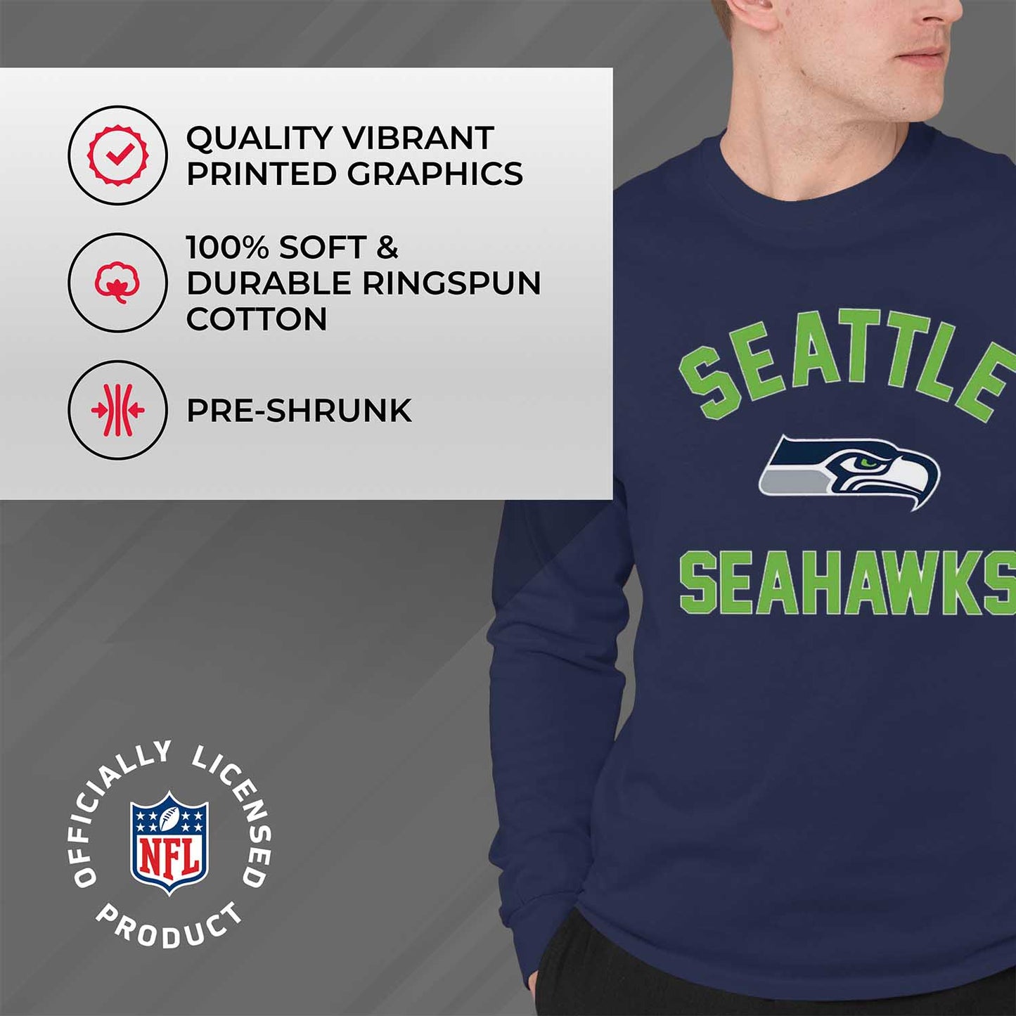 Seattle Seahawks NFL Gameday Adult Long Sleeve Shirt - Navy