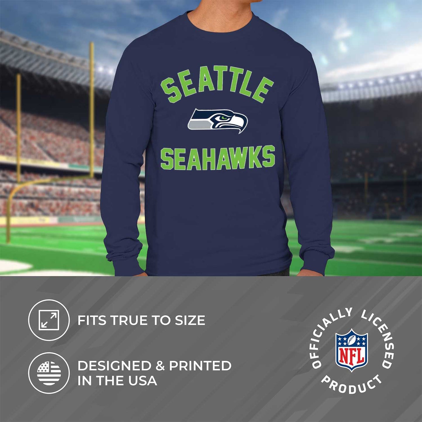 Seattle Seahawks NFL Gameday Adult Long Sleeve Shirt - Navy