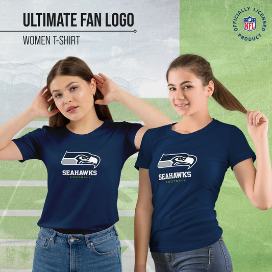 Seattle Seahawks Women's NFL Ultimate Fan Logo Short Sleeve T-Shirt - Navy