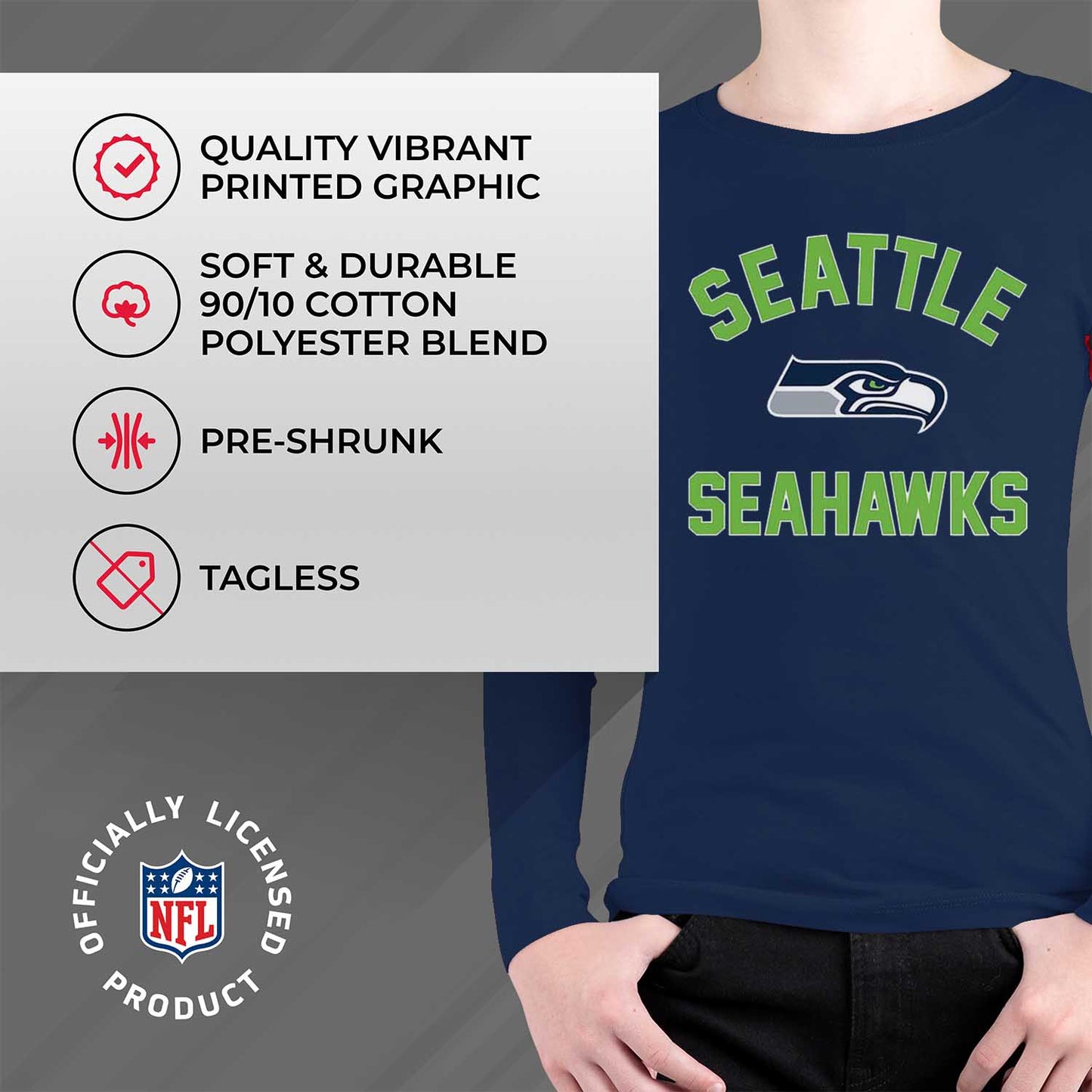 Seattle Seahawks NFL Youth Gameday Crewneck Sweatshirt - Navy