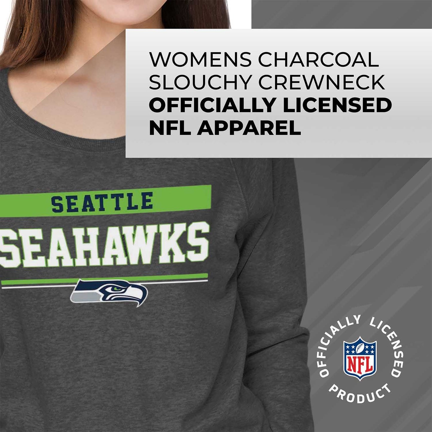 Seattle Seahawks NFL Womens Charcoal Crew Neck Football Apparel - Charcoal