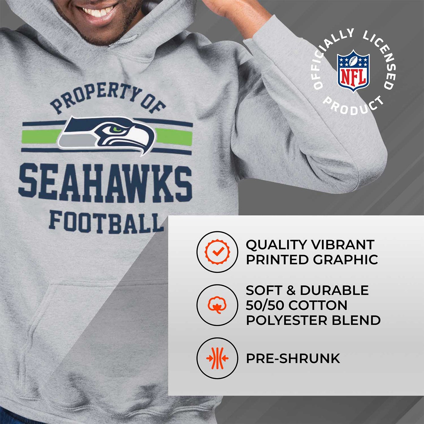 Seattle Seahawks NFL Adult Property Of Hooded Sweatshirt - Sport Gray