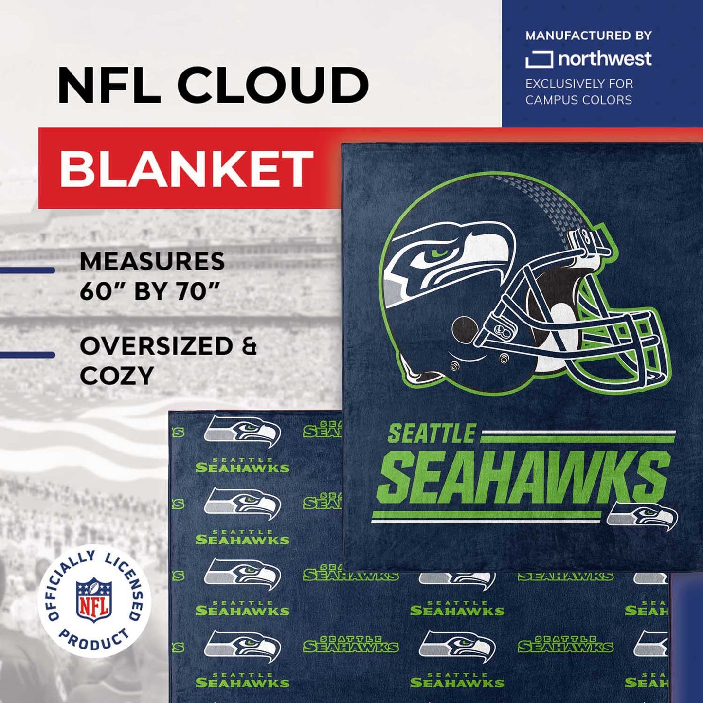 Seattle Seahawks NFL Double Sided Blanket - Navy
