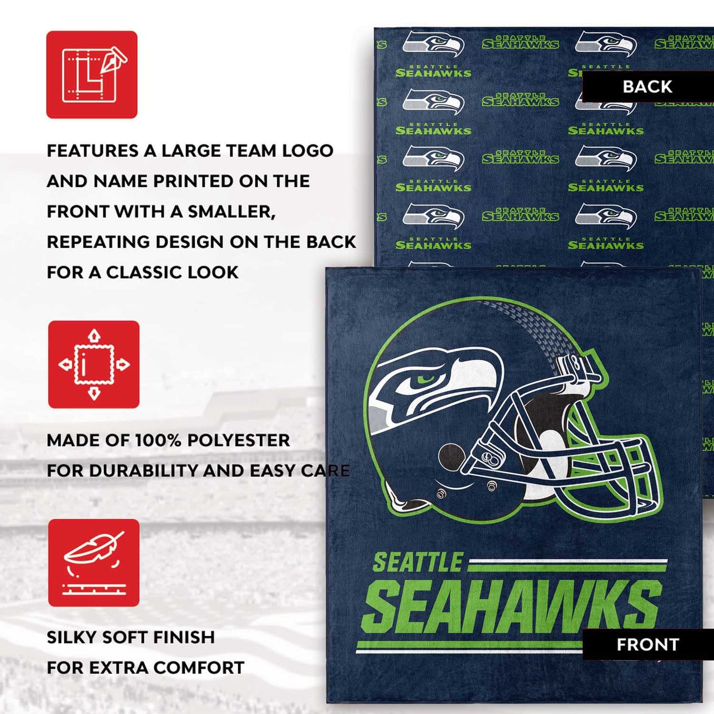 Seattle Seahawks NFL Double Sided Blanket - Navy