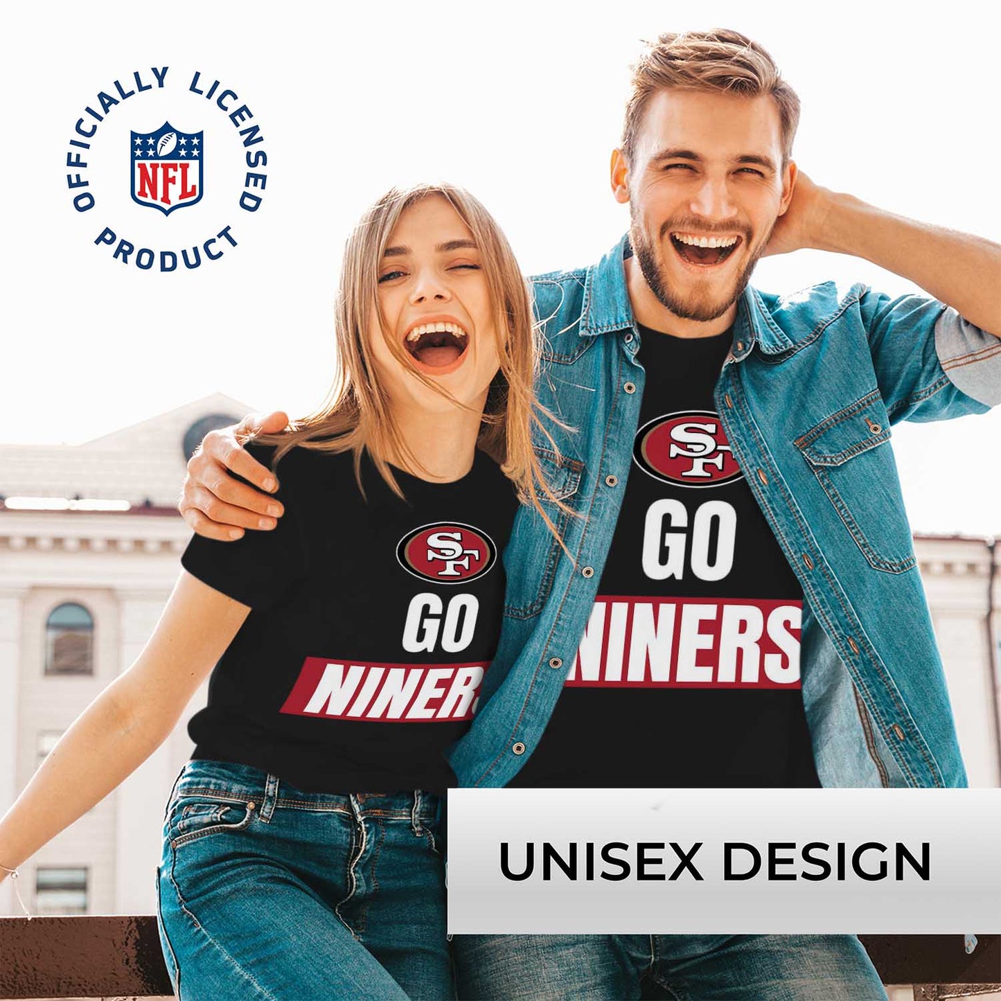 San Francisco 49ers NFL Adult Team Slogan Unisex T-Shirt - Black