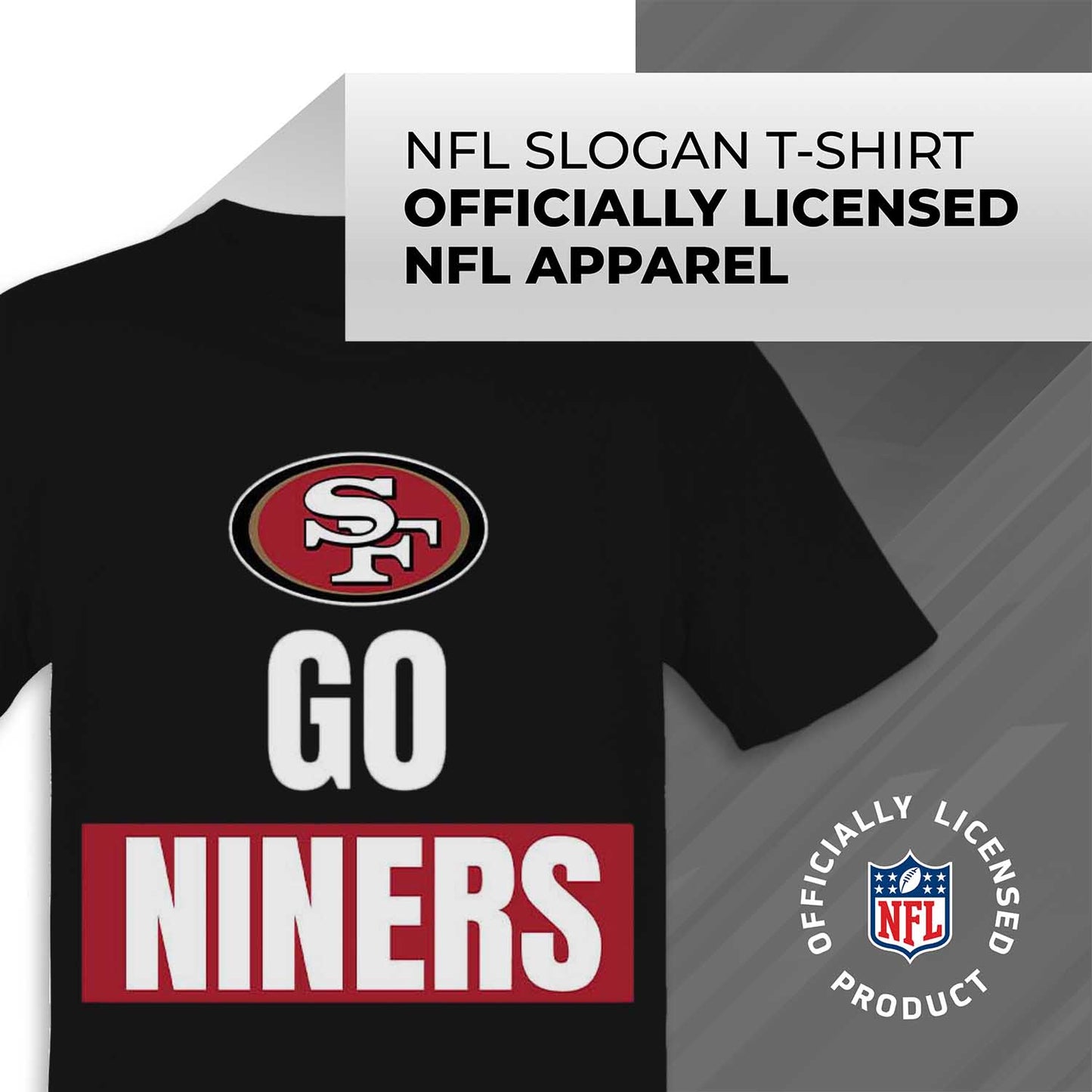 San Francisco 49ers NFL Adult Team Slogan Unisex T-Shirt - Black