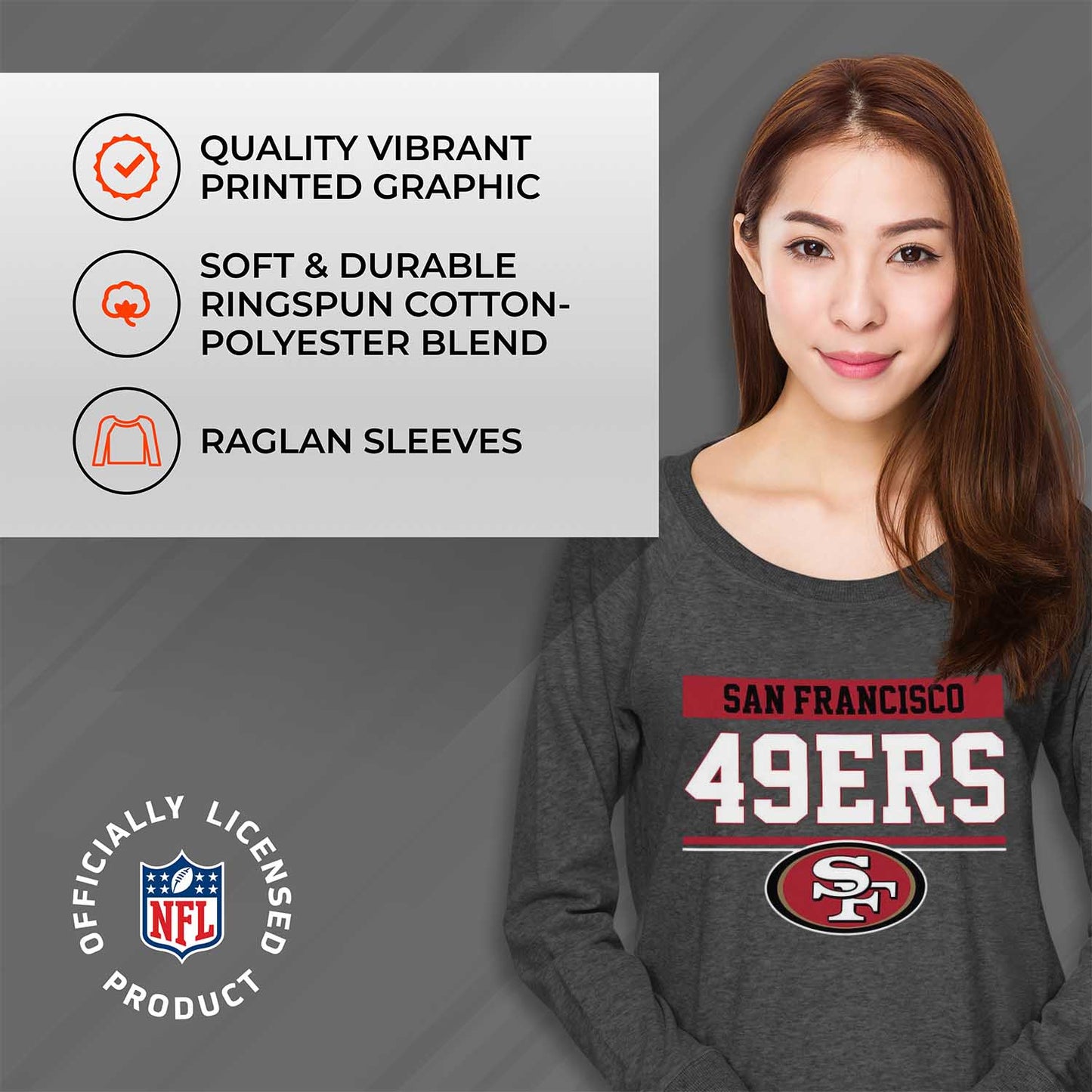 San Francisco 49ers NFL Women's Plus Size Team Block Charcoal Crewneck - Charcoal