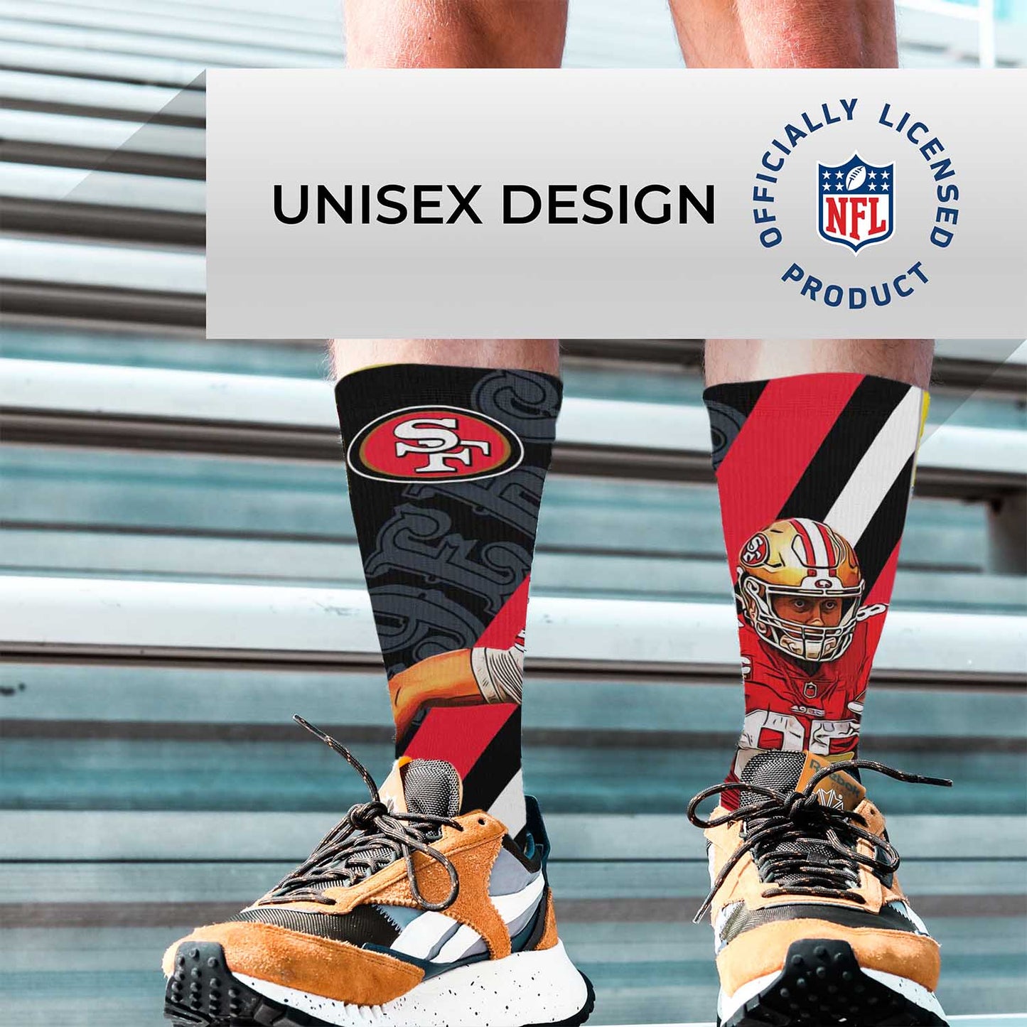 San Francisco 49ers NFL Adult Player Stripe Sock - Black