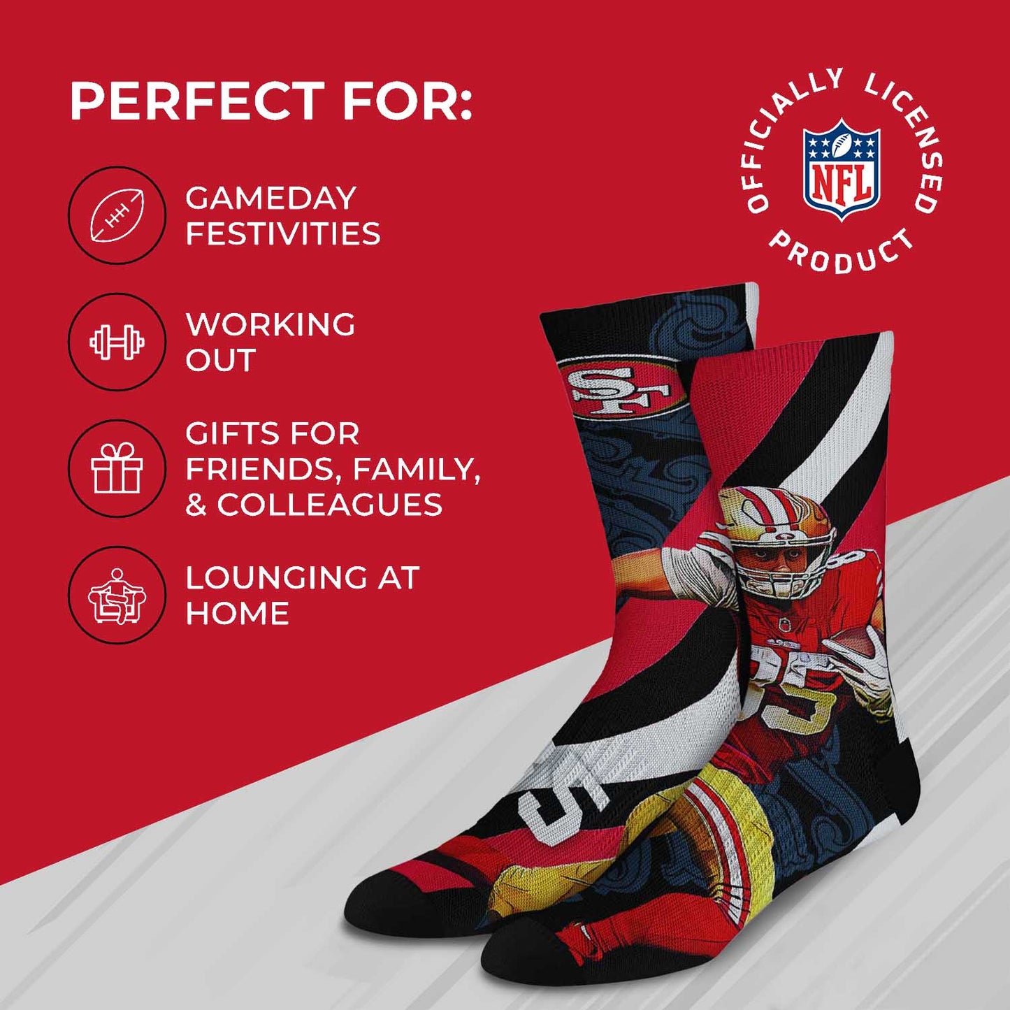 San Francisco 49ers NFL Adult Player Stripe Sock - Black