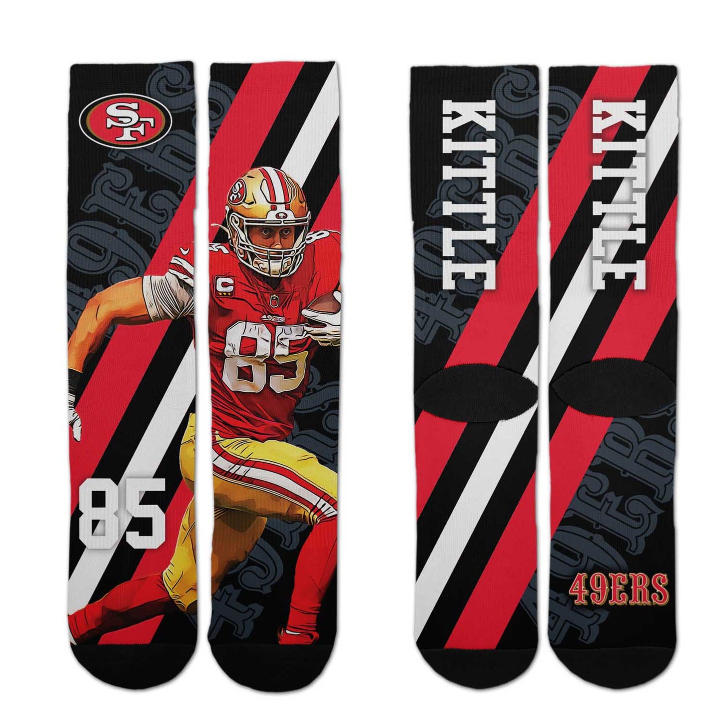 San Francisco 49ers NFL Adult Player Stripe Sock - Black