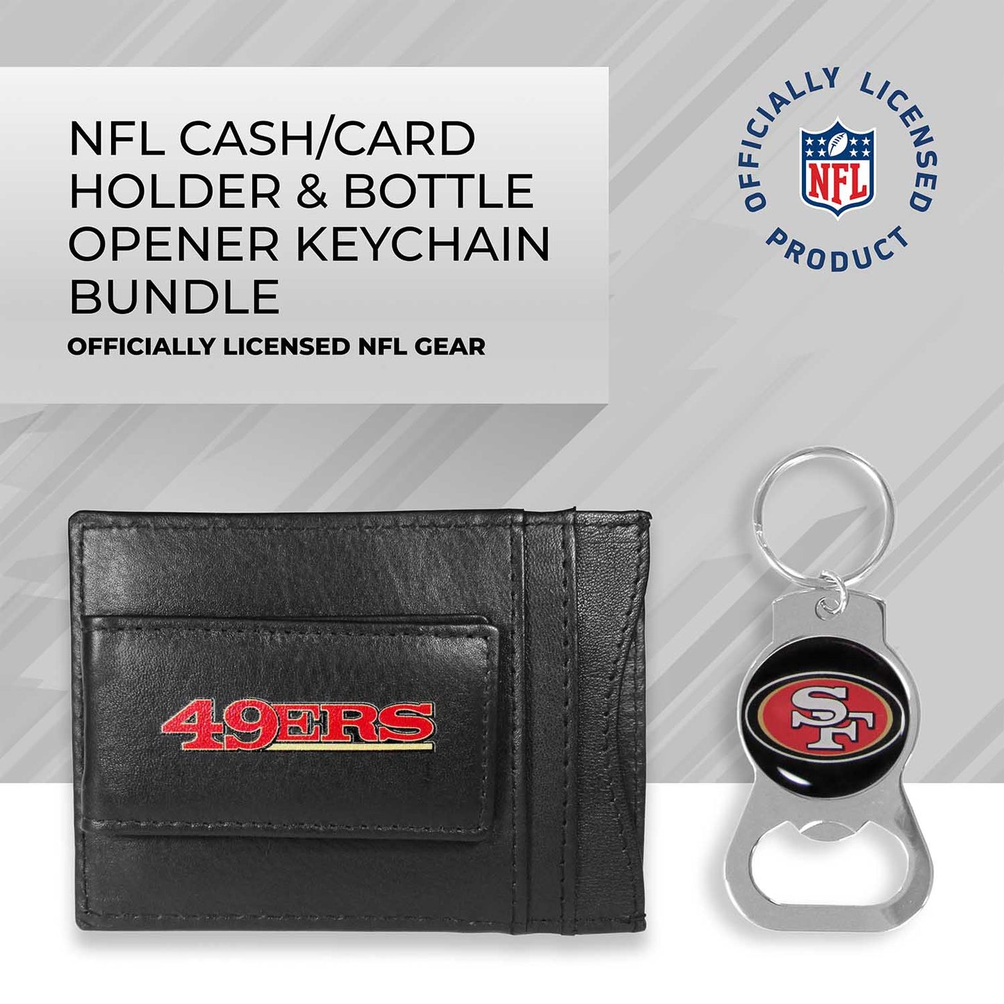 San Francisco 49ers NFL Bottle Opener Keychain Bundle - Black