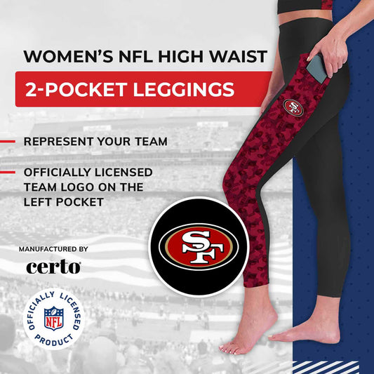 San Francisco 49ers NFL High Waisted Leggings for Women - Black