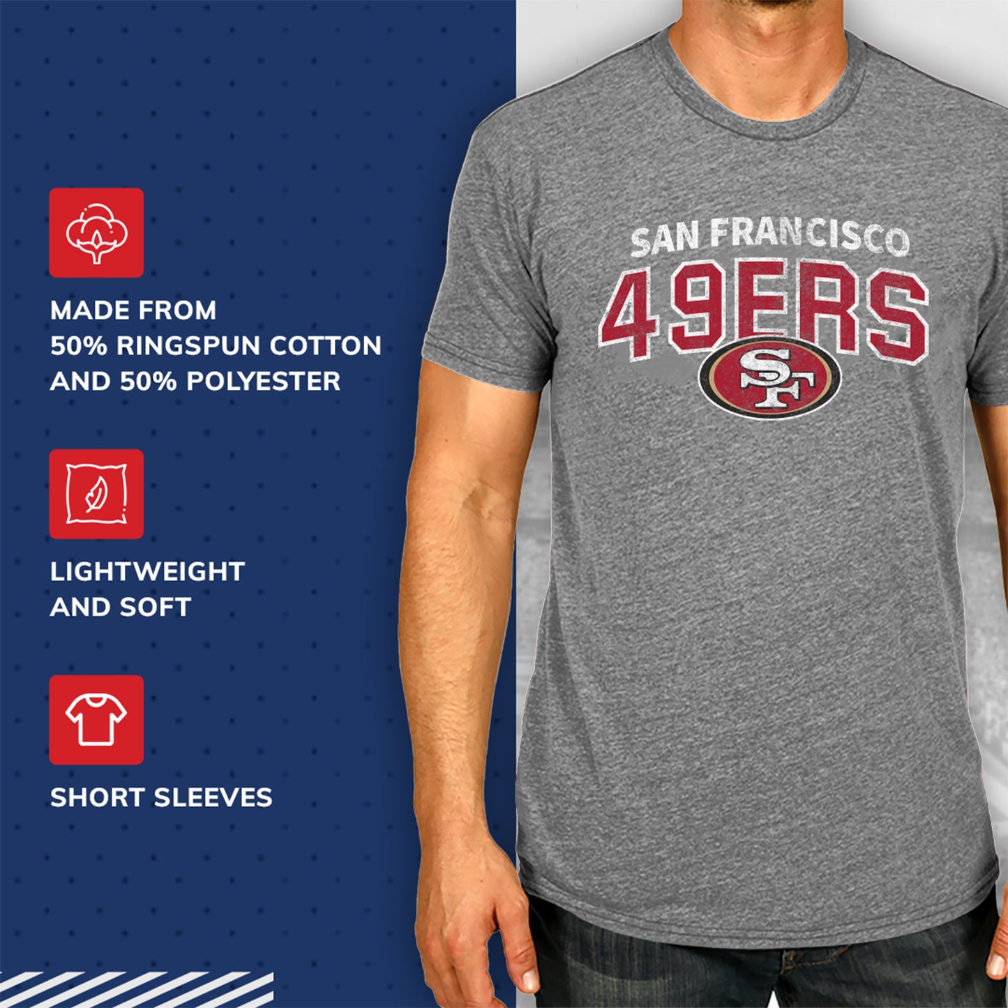 San Francisco 49ers NFL Starting Fresh Short Sleeve Heather T-Shirt - Sport Gray