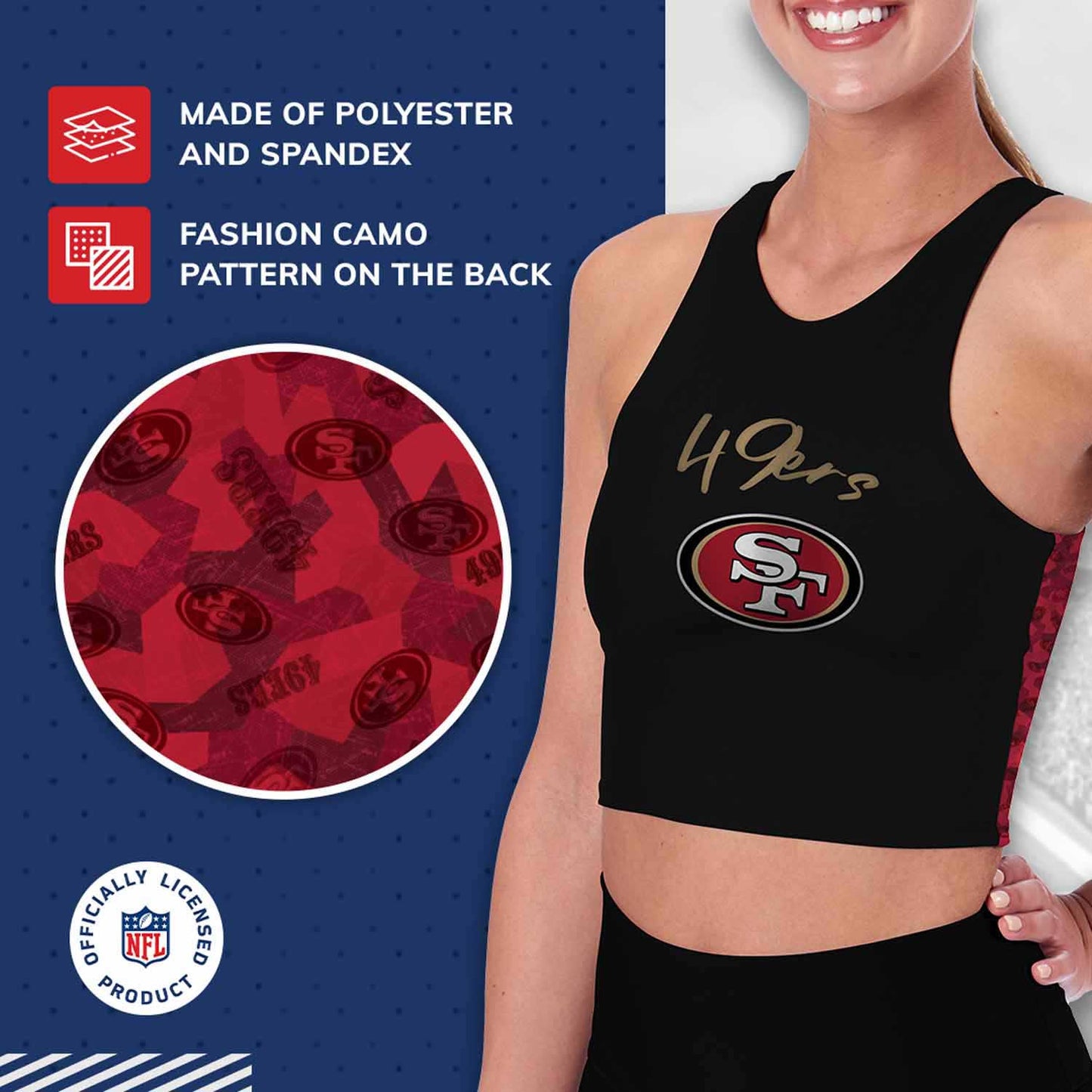 San Francisco 49ers NFL Women's Sports Bra Activewear - Black