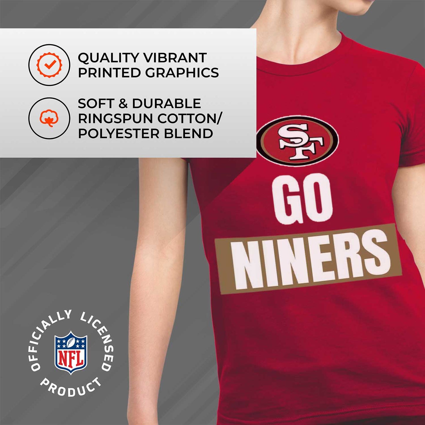 San Francisco 49ers NFL Womens Team Slogan Short Sleeve Tshirt - Red