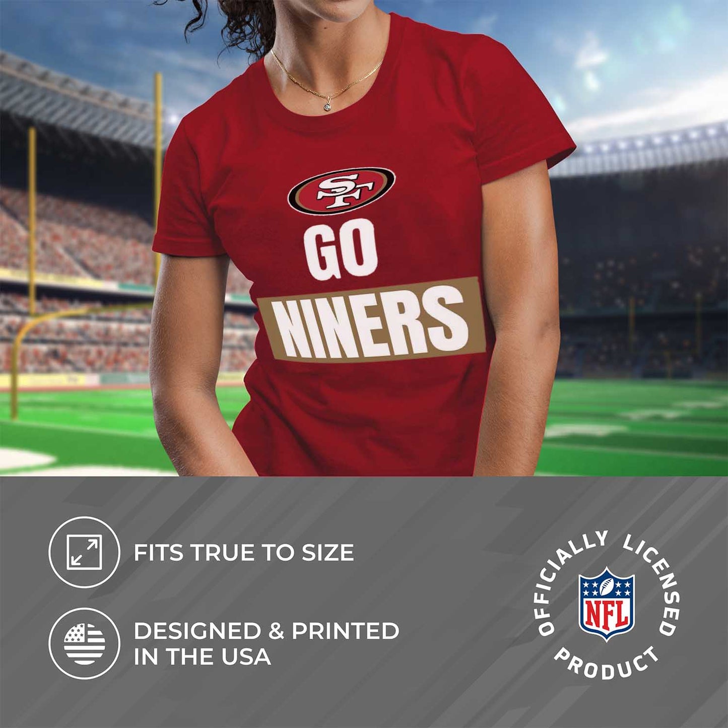 San Francisco 49ers NFL Womens Team Slogan Short Sleeve Tshirt - Red