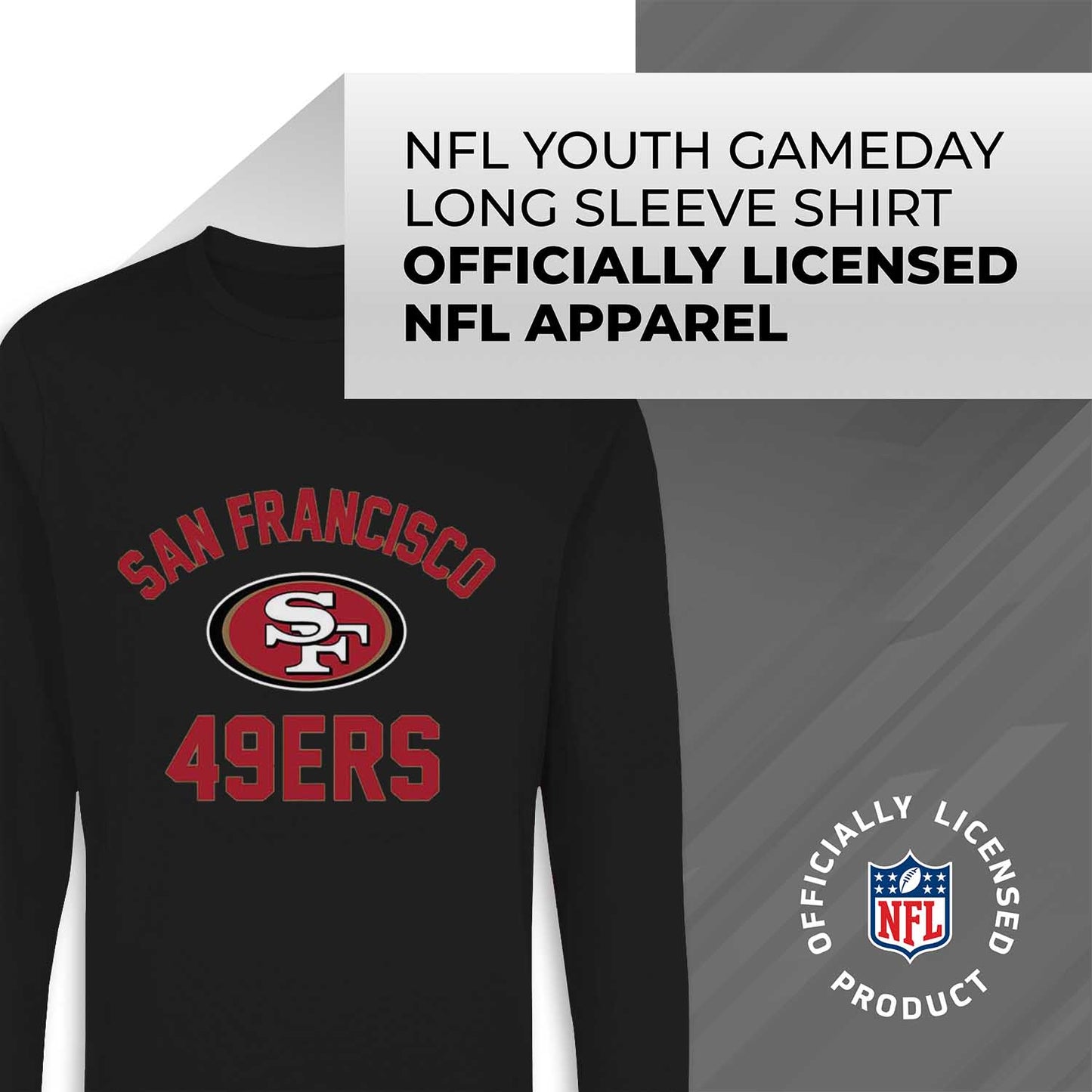 San Francisco 49ers NFL Gameday Youth Football Long Sleeve Shirt - Black