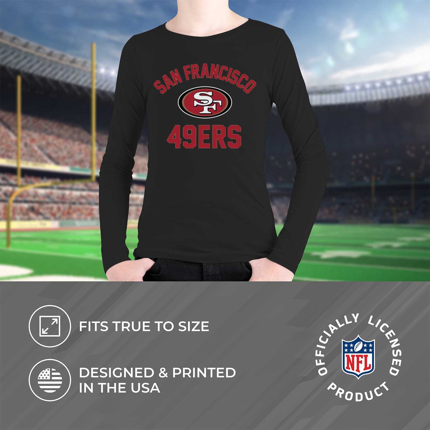 San Francisco 49ers NFL Gameday Youth Football Long Sleeve Shirt - Black