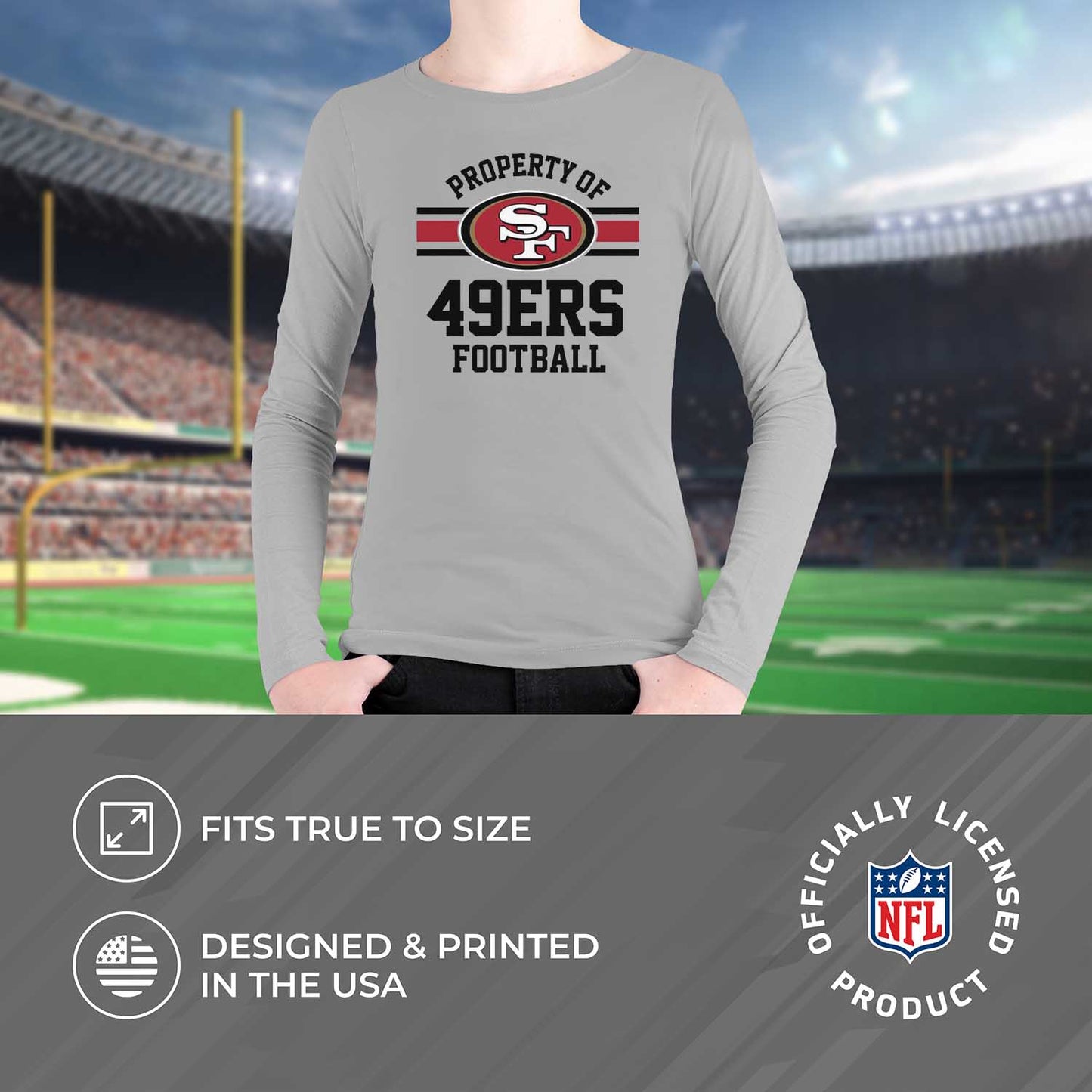 San Francisco 49ers NFL Youth Property Of Long Sleeve Lightweight T Shirt - Sport Gray