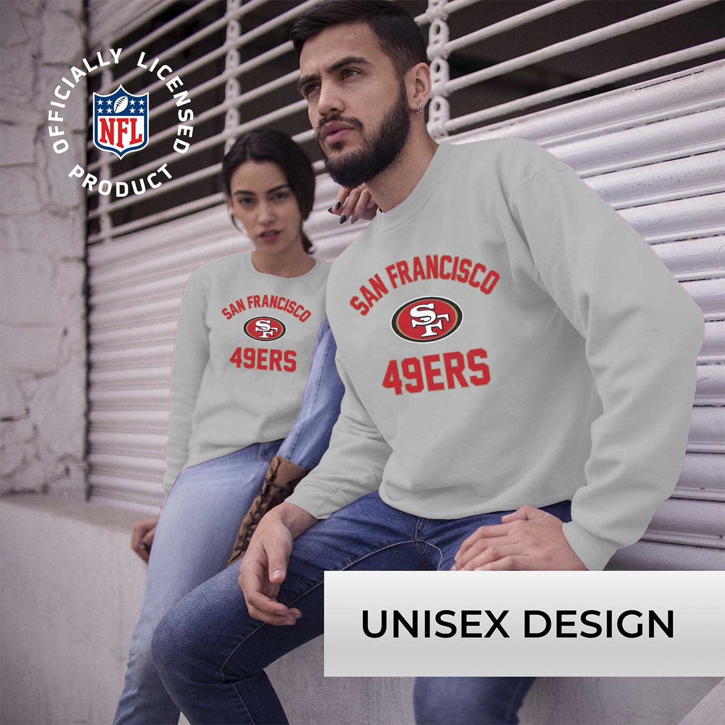 San Francisco 49ers NFL Adult Gameday Football Crewneck Sweatshirt - Sport Gray