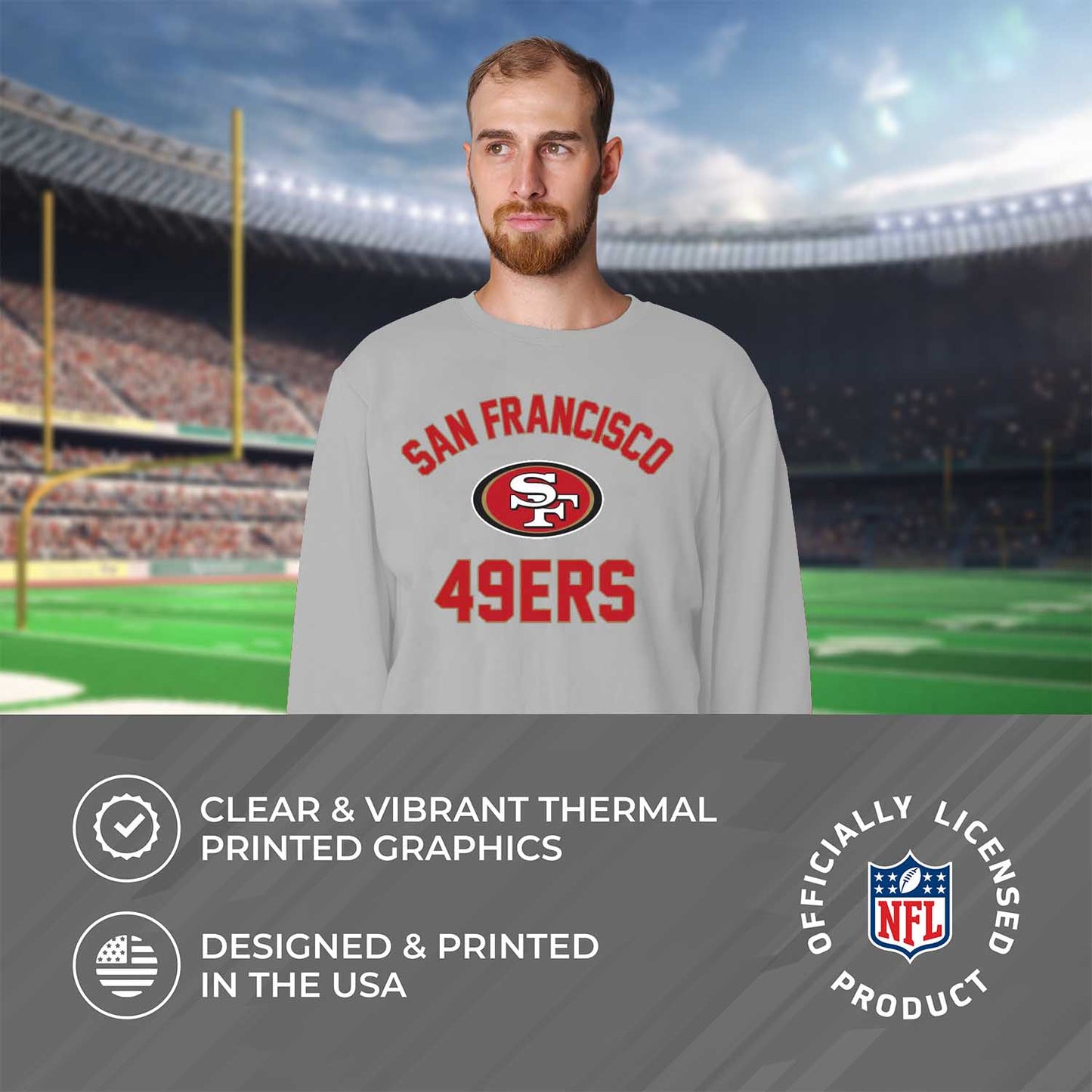 San Francisco 49ers NFL Adult Gameday Football Crewneck Sweatshirt - Sport Gray