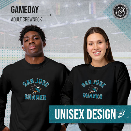 San Jose Sharks Adult NHL Gameday Crewneck Sweatshirt - Black