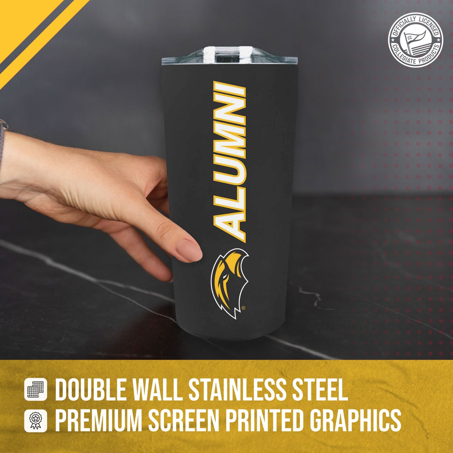 Southern Miss Golden Eagles Collegiate Stainless Steel Travel Tumbler for Alumni - Black