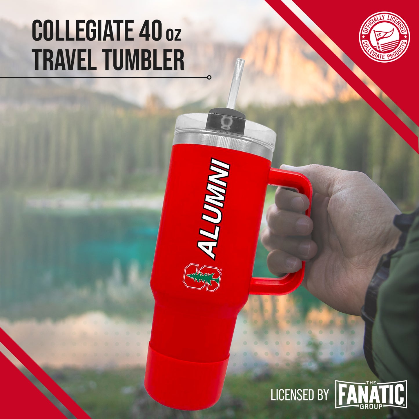 Stanford Cardinal Collegiate 40oz Stainless Steel Travel Tumbler with Handle for Alumni - Cardinal