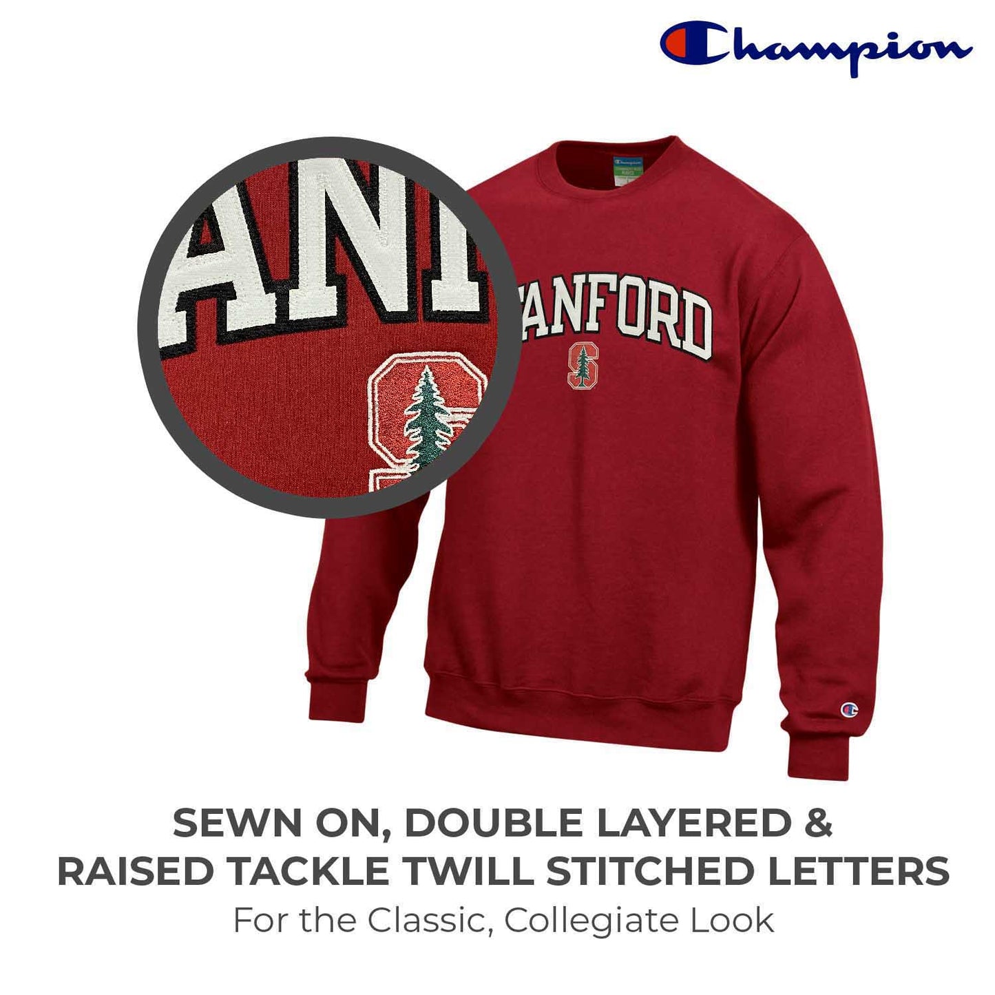 Stanford Cardinal Adult Tackle Twill Crewneck - Cardinal