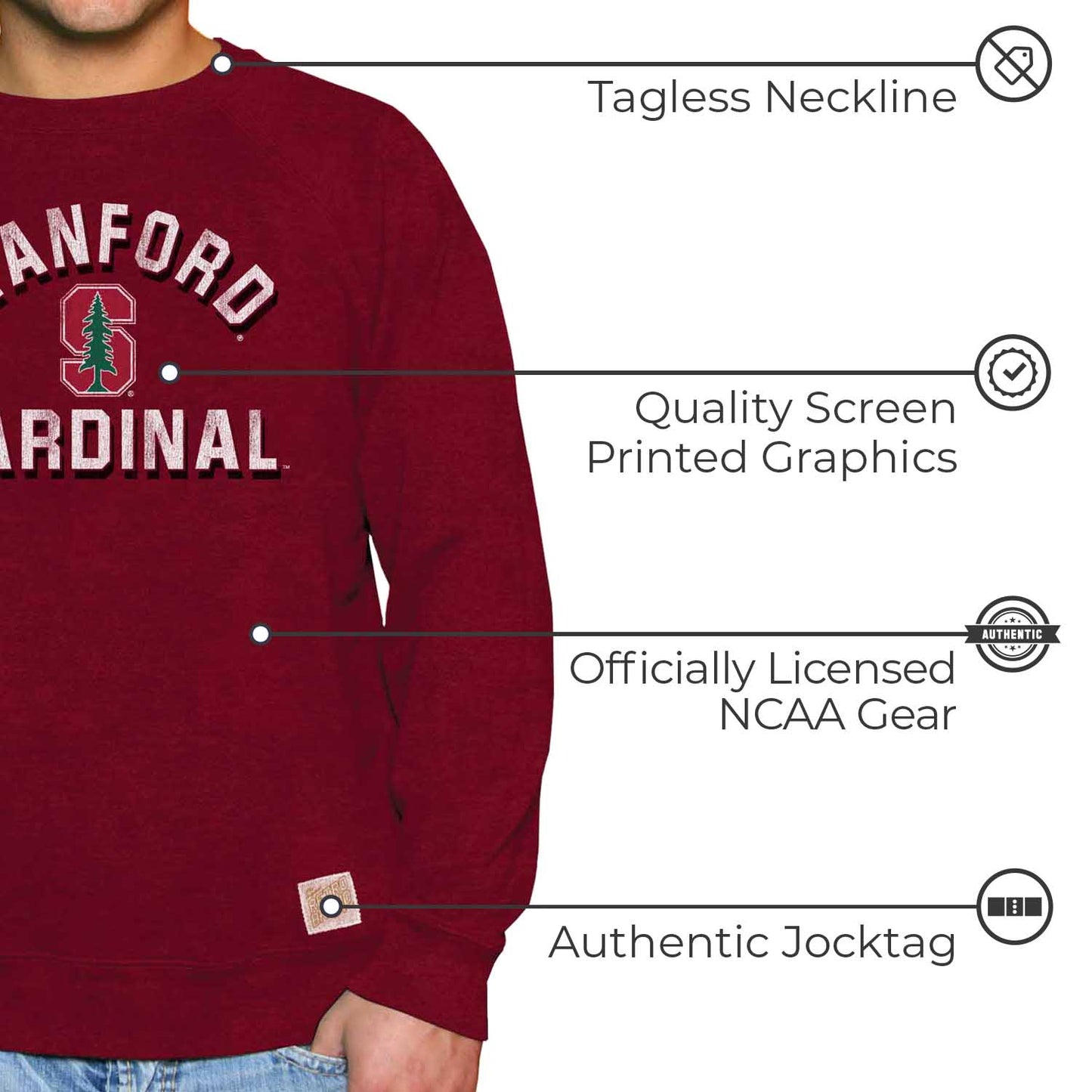 Stanford Cardinal Adult University Crewneck - Crimson