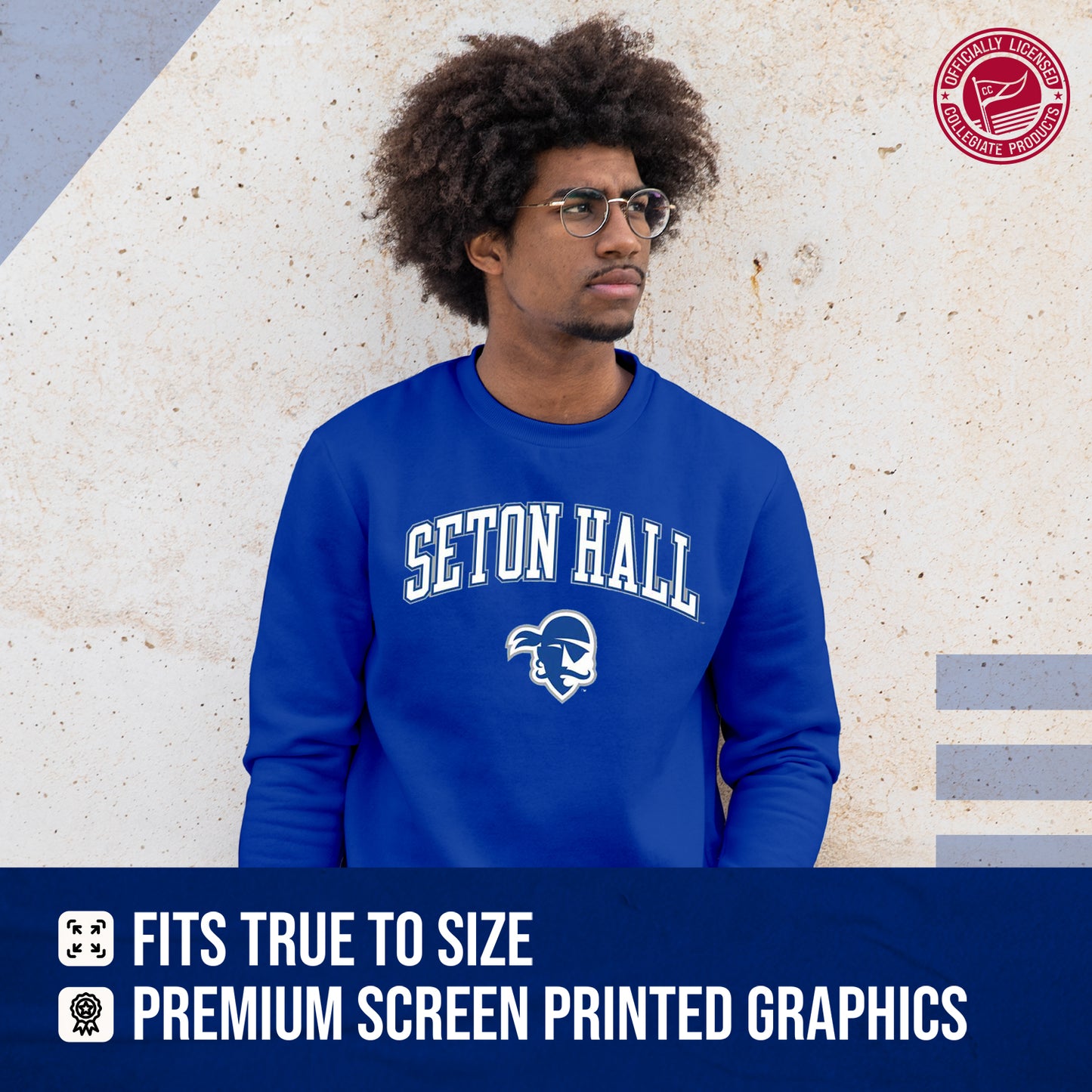 Seton Hall Pirates Adult Arch & Logo Soft Style Gameday Crewneck Sweatshirt - Royal